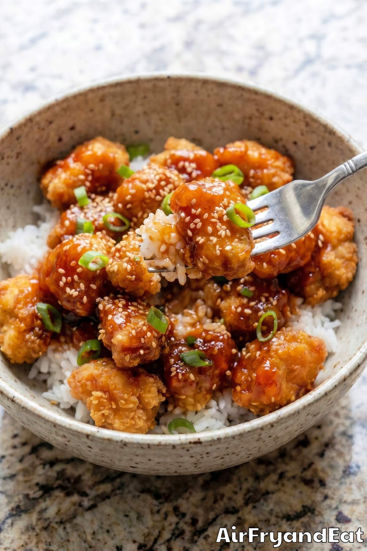 Glazed air fryer sweet and sour chicken