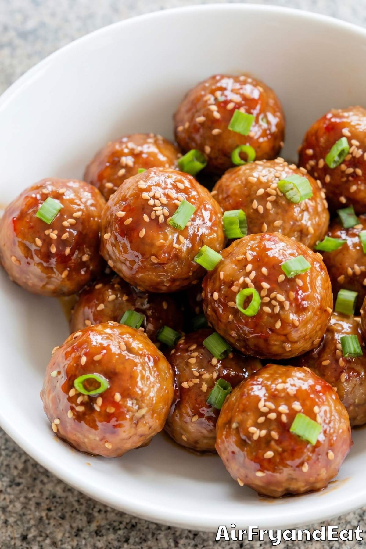 saucy sweet chili air fryer meatballs