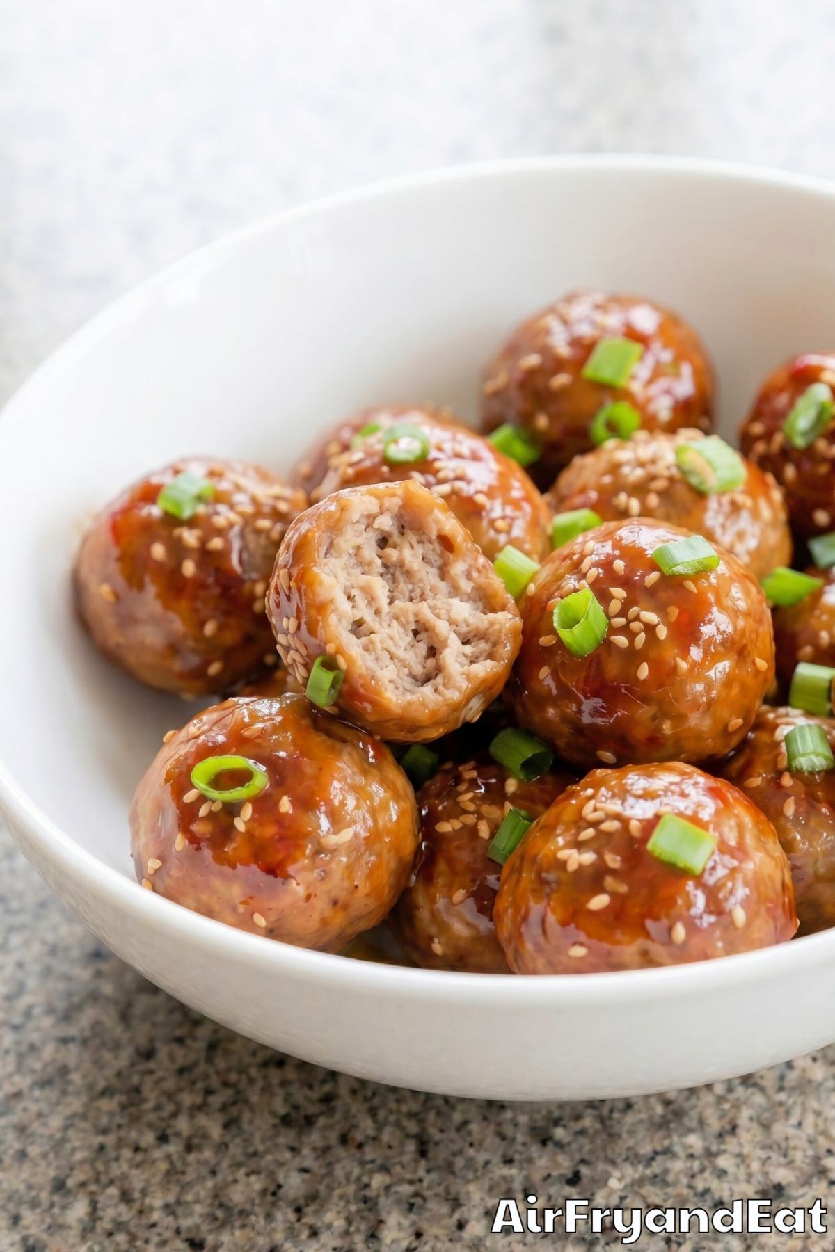 easy sweet chili glazed meatballs closeup