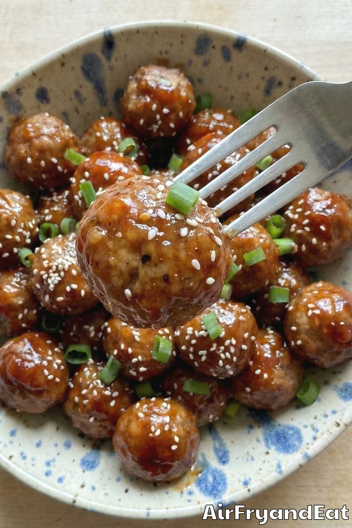 Easy air fryer sweet chili glazed meatballs