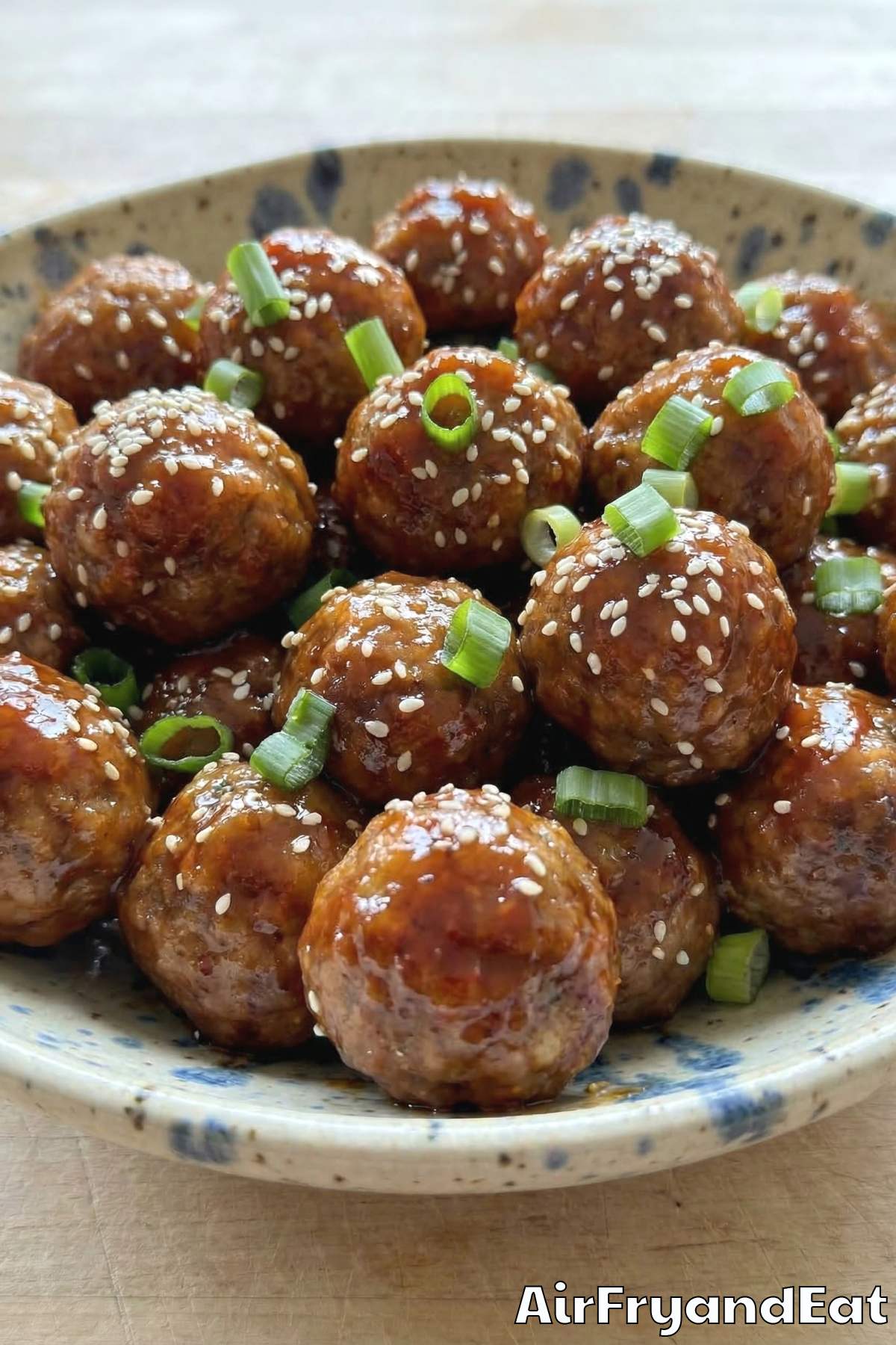 Savory air fryer sweet chili glazed meatballs