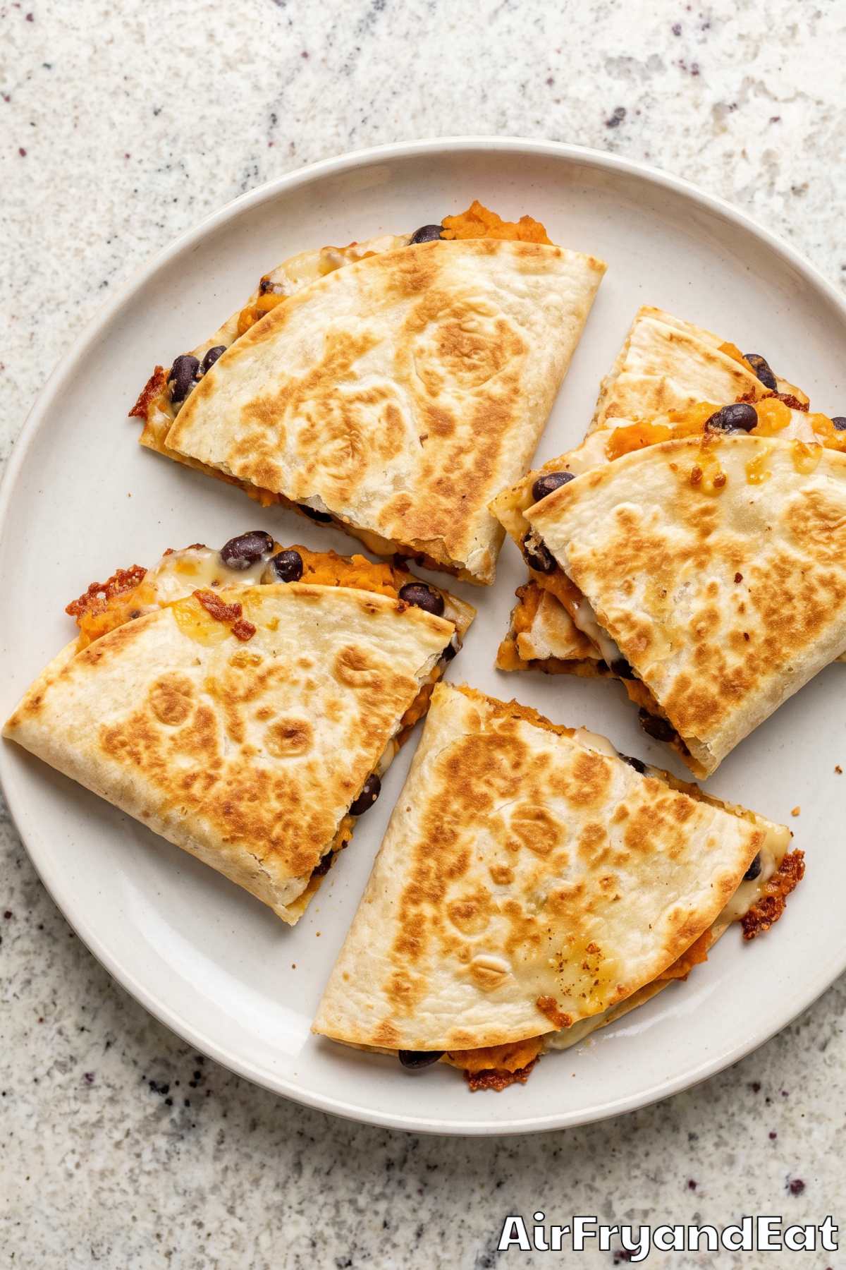 Melty black bean and sweet potato quesadilla
