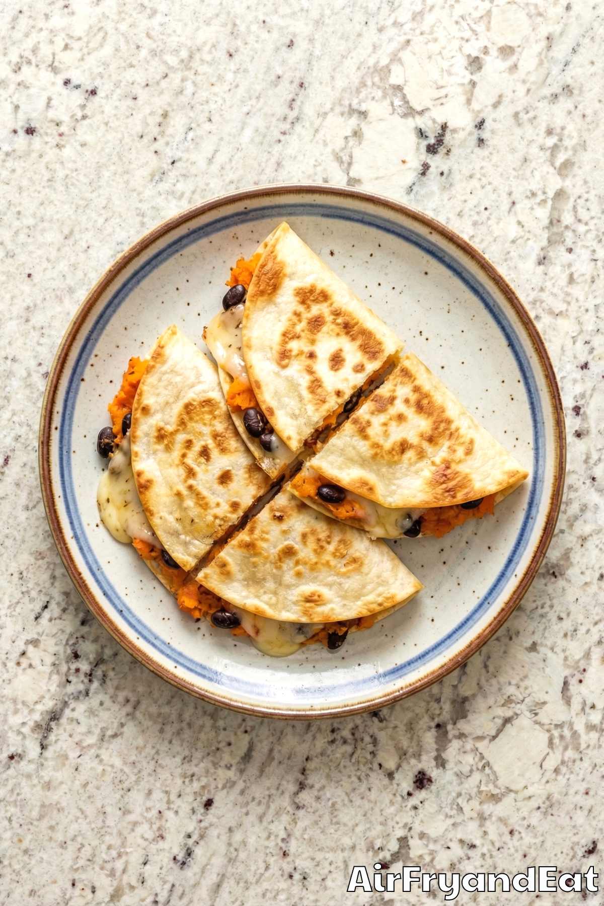Easy sweet potato & black bean quesadillas