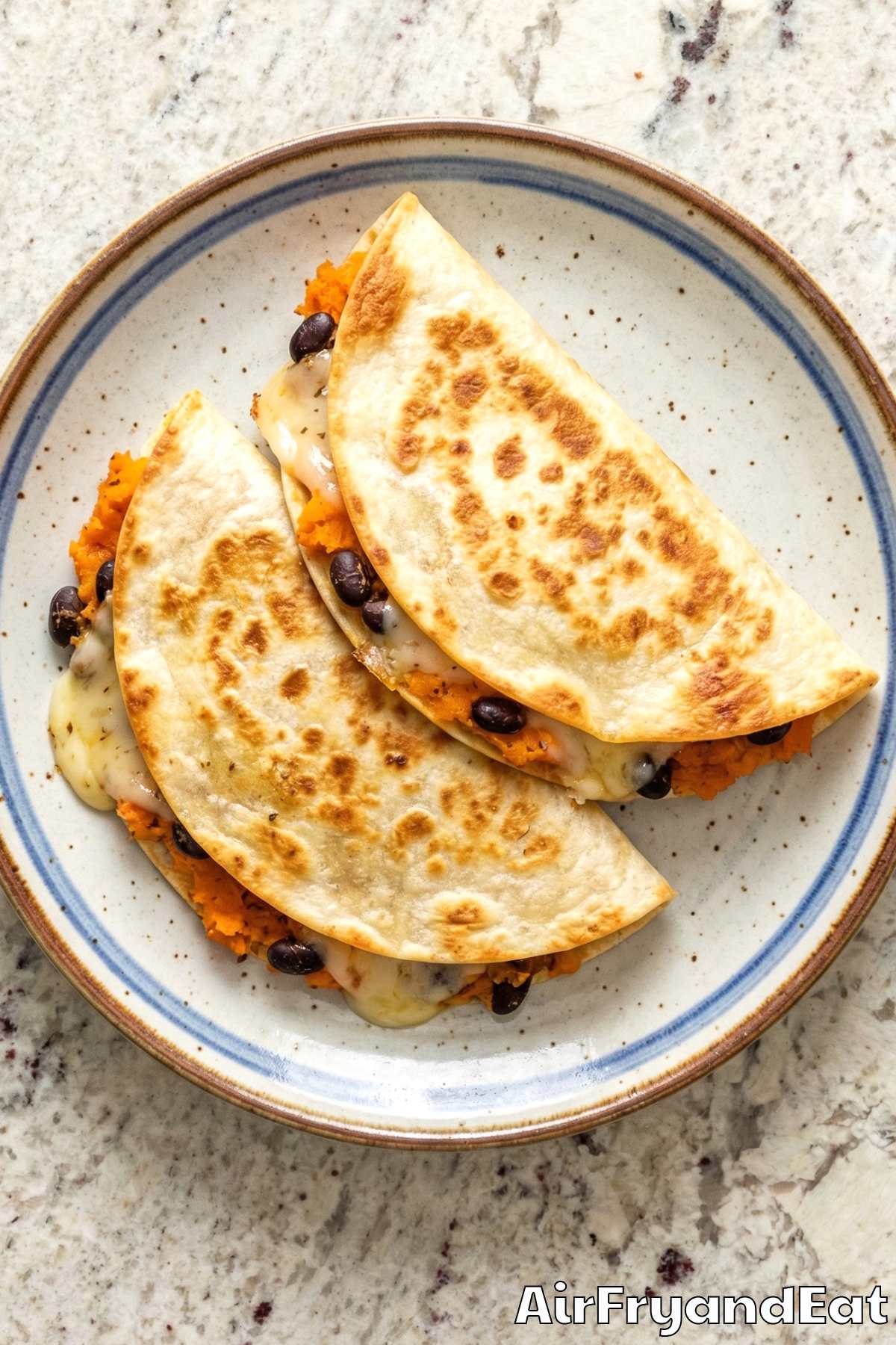 Savory air fryer black bean quesadillas