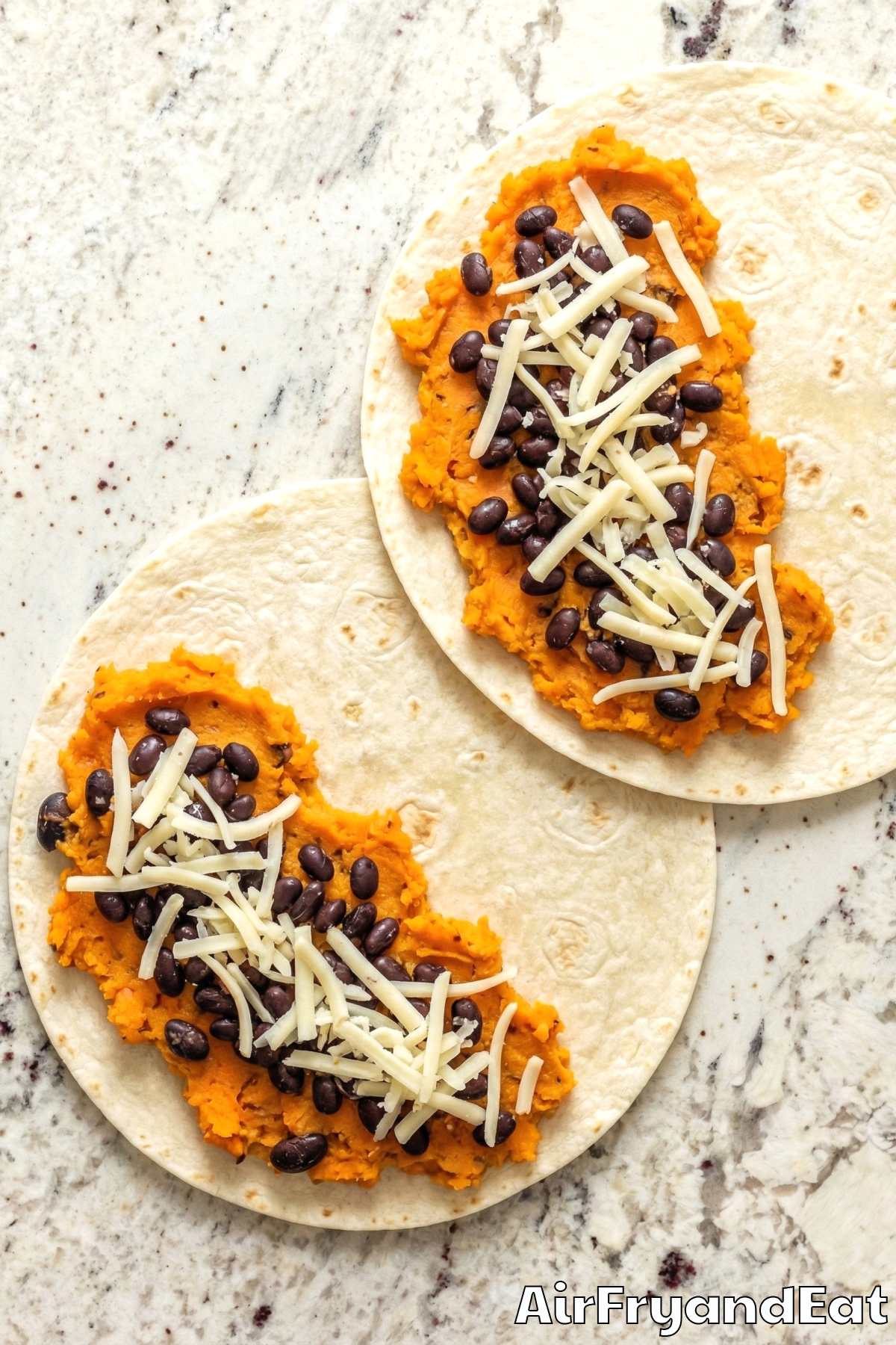 Air Fryer Sweet Potato & Black Bean Quesadillas Step 3
