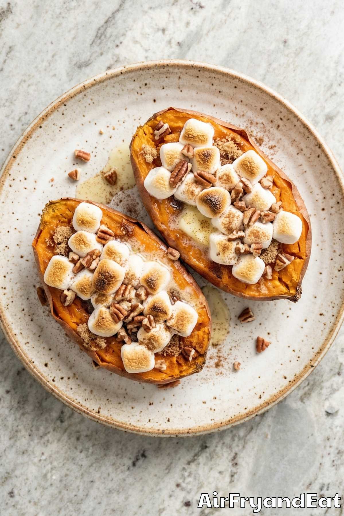 Easy air fryer sweet potato casserole boats