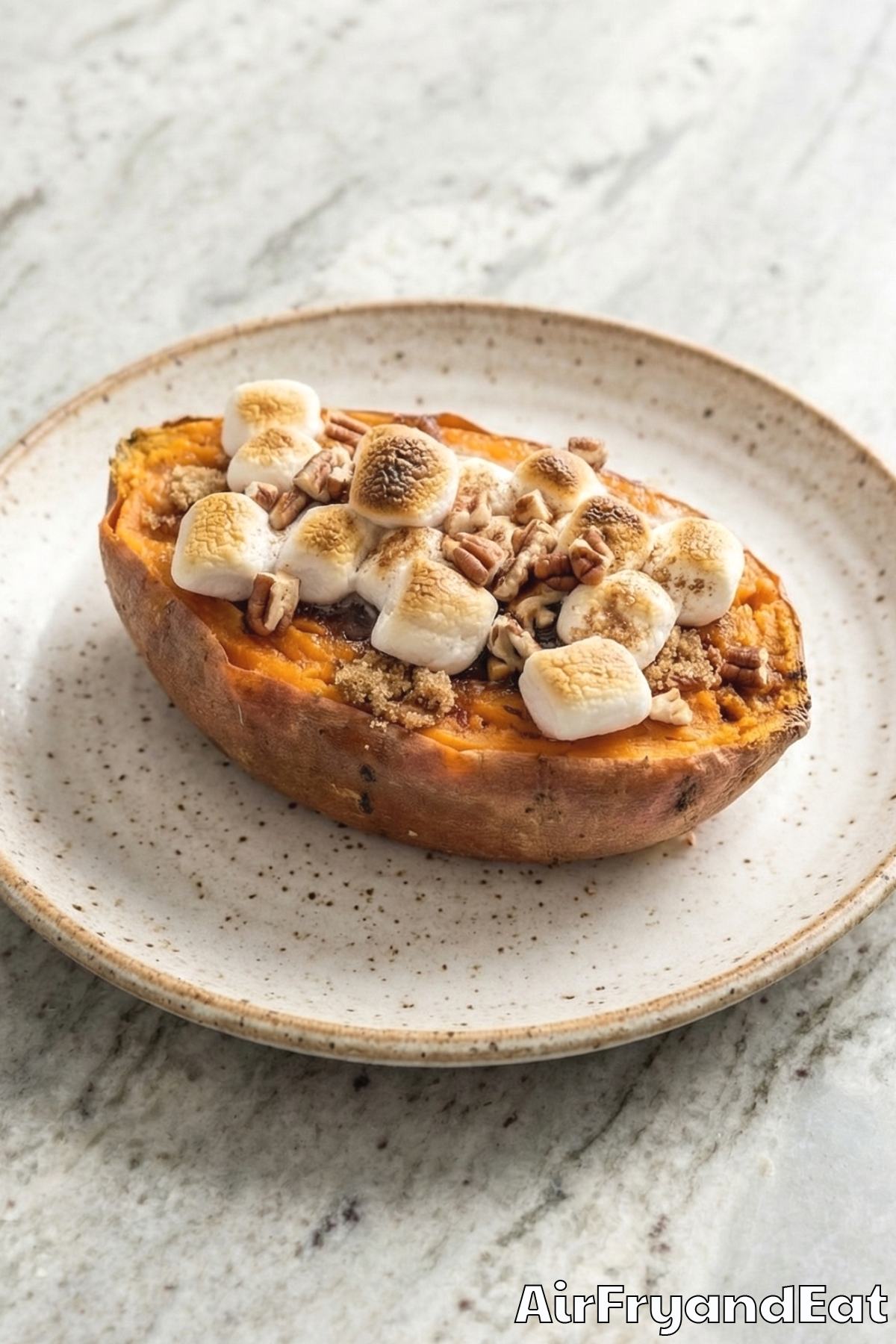 Comforting air fryer sweet potato casserole boat