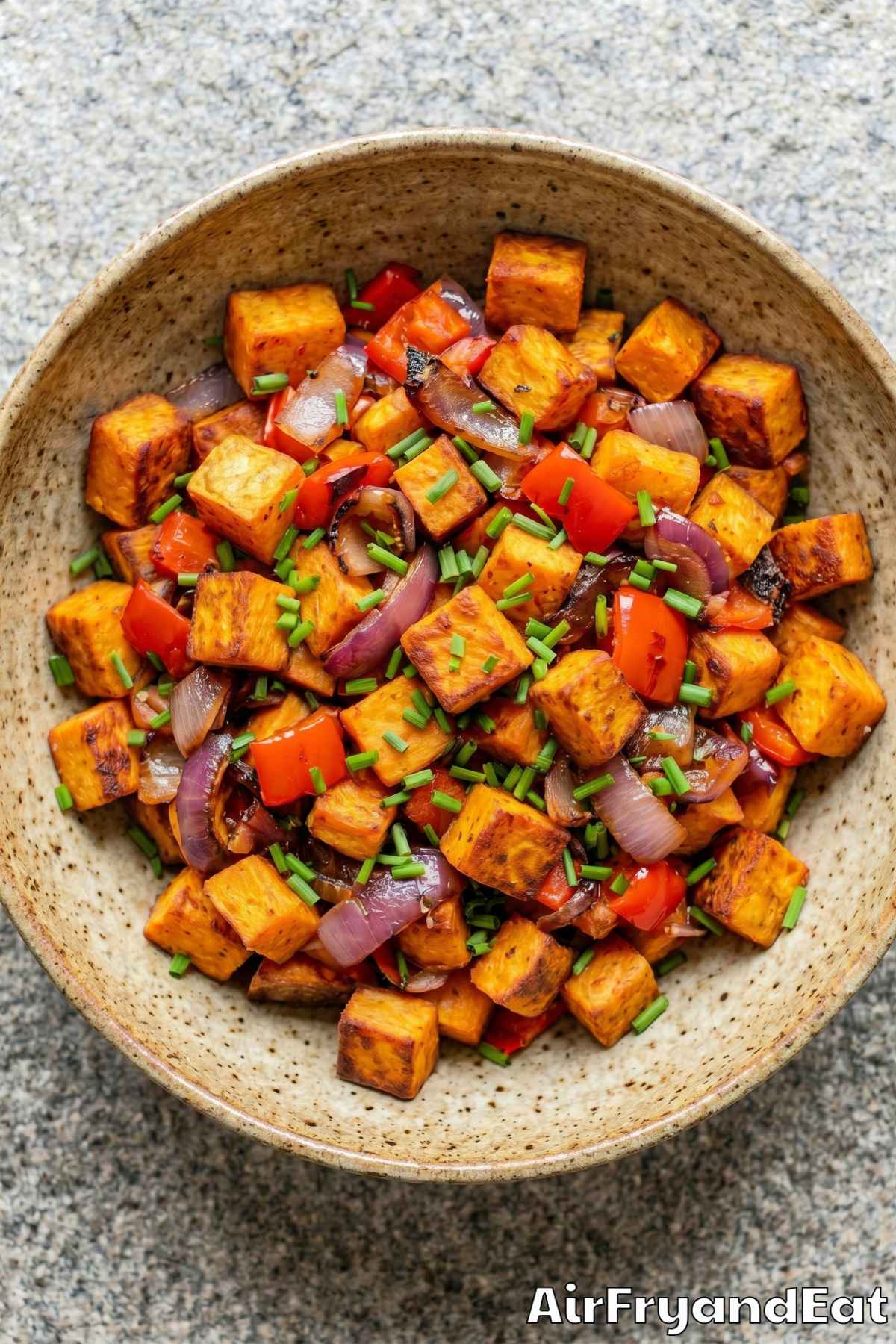 Hearty air fryer sweet potato hash