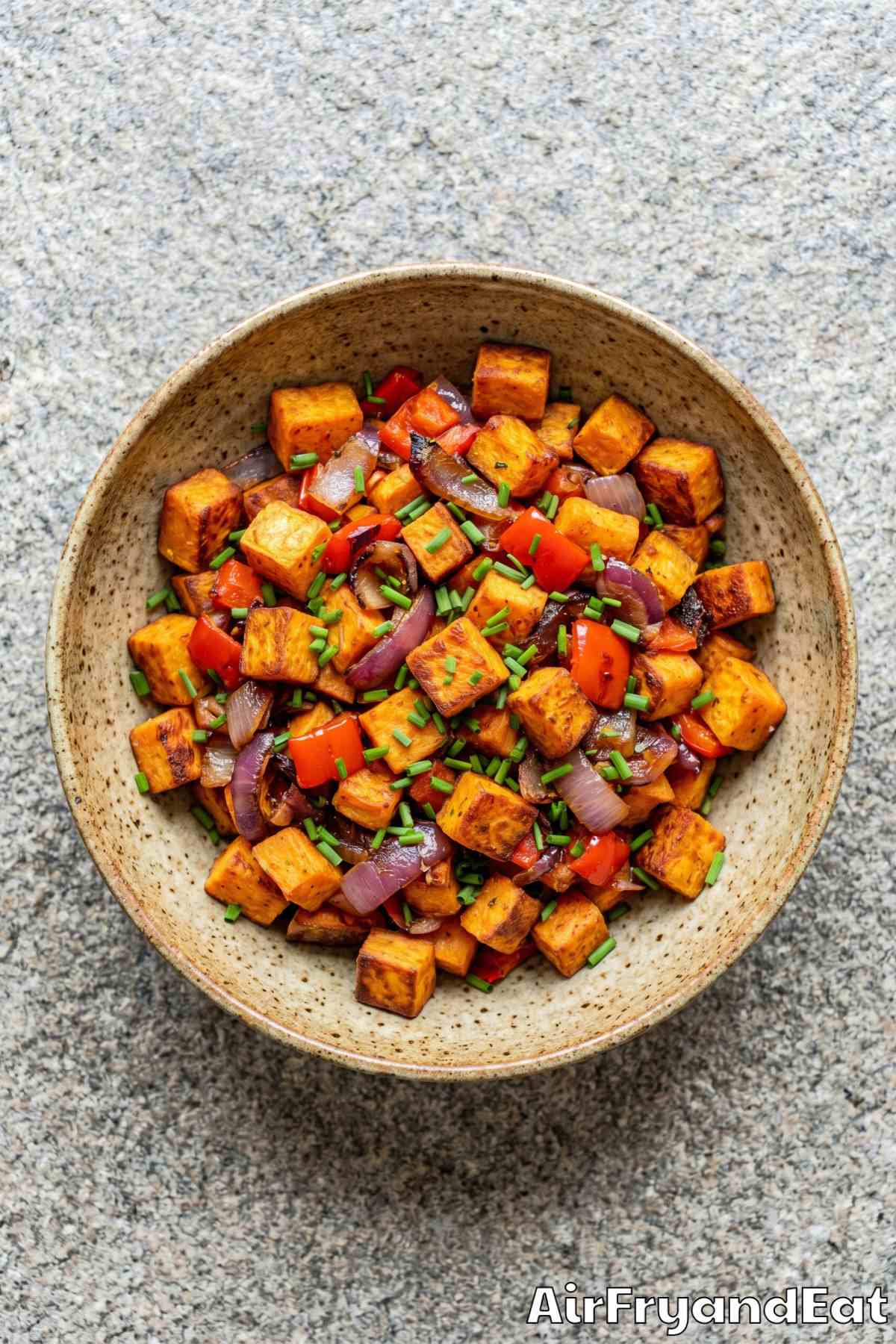 Wholesome air fryer sweet potato hash