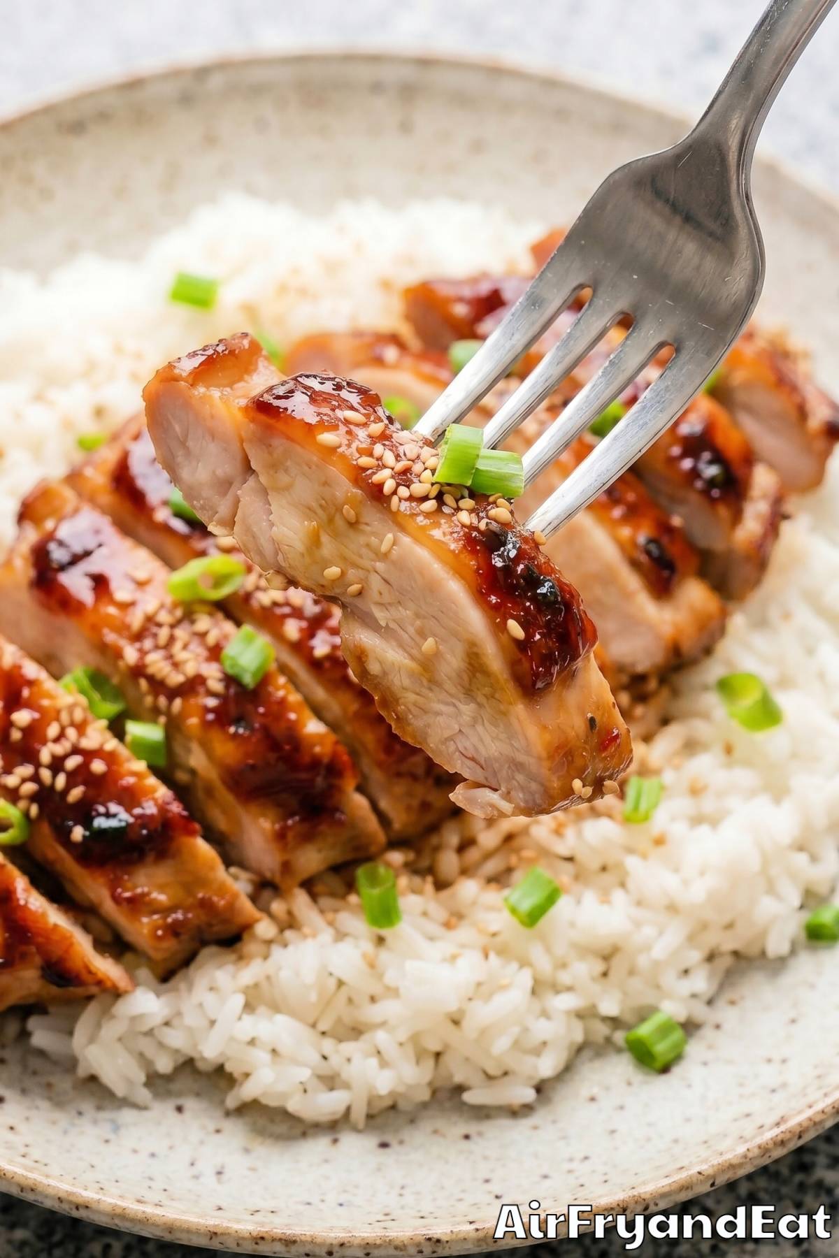 Sticky air fryer teriyaki chicken platter