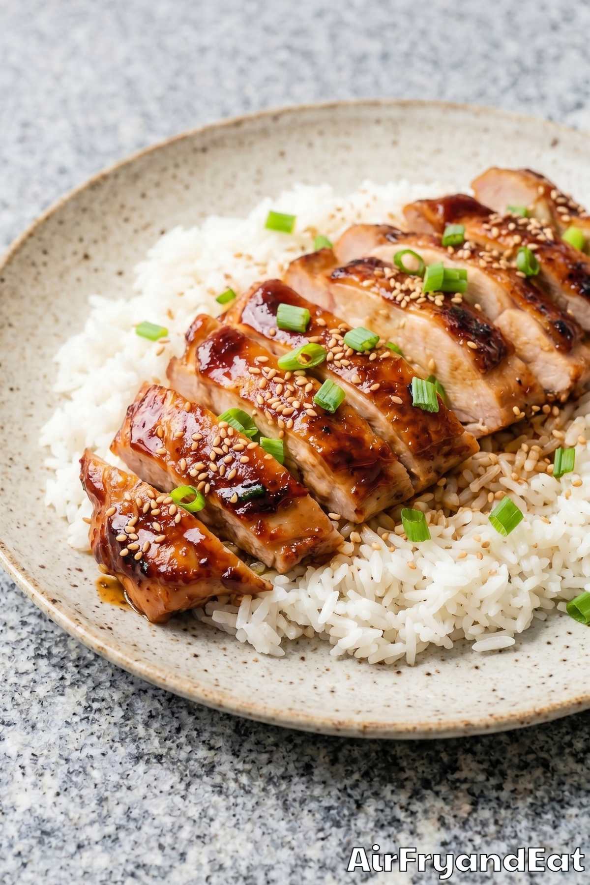 Golden air fryer teriyaki chicken dinner