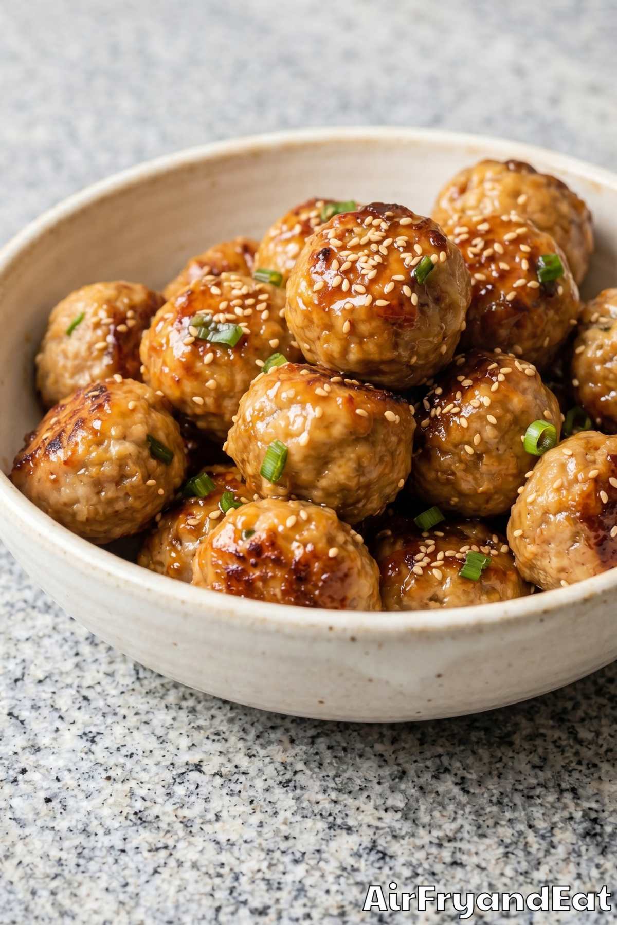 glazed air fryer teriyaki chicken meatballs