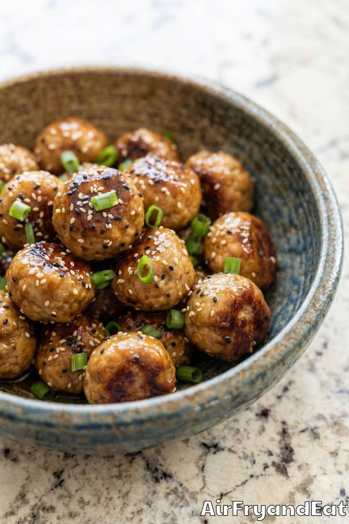 Savory air fryer teriyaki chicken meatballs