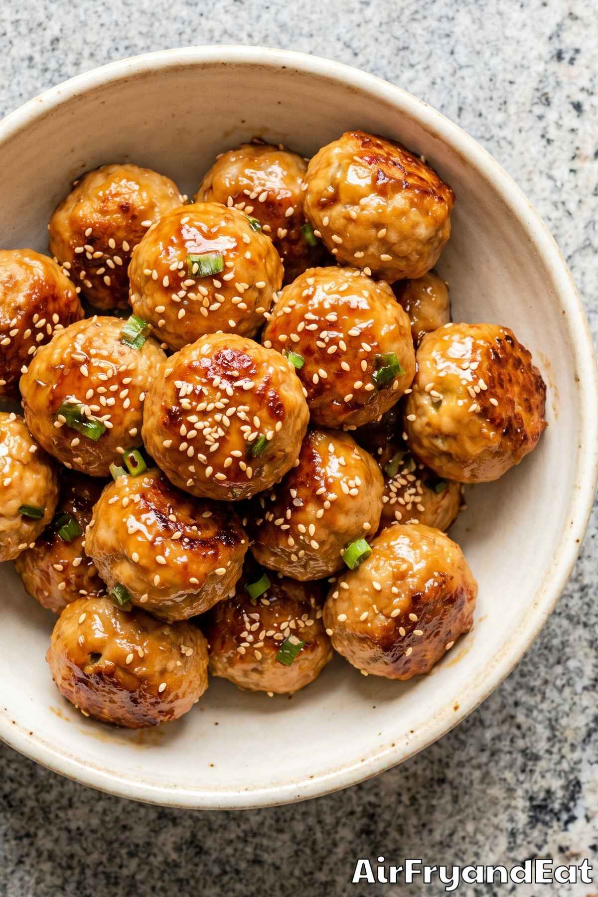 sticky teriyaki chicken meatballs air fryer