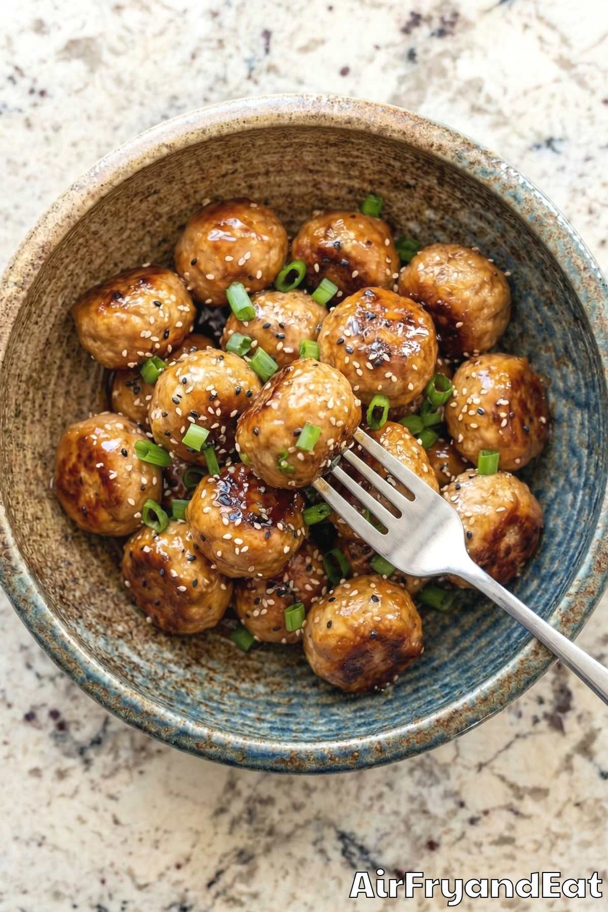 Tender air fryer teriyaki chicken meatballs