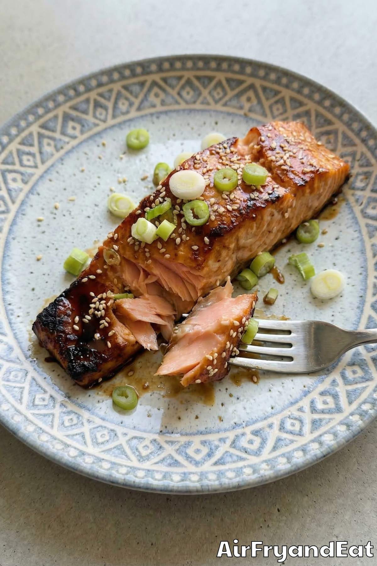 Flavorful air fryer teriyaki salmon piece