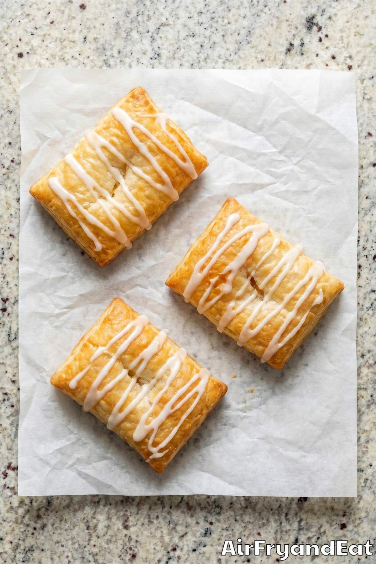 flaky air fryer toaster strudel drizzled