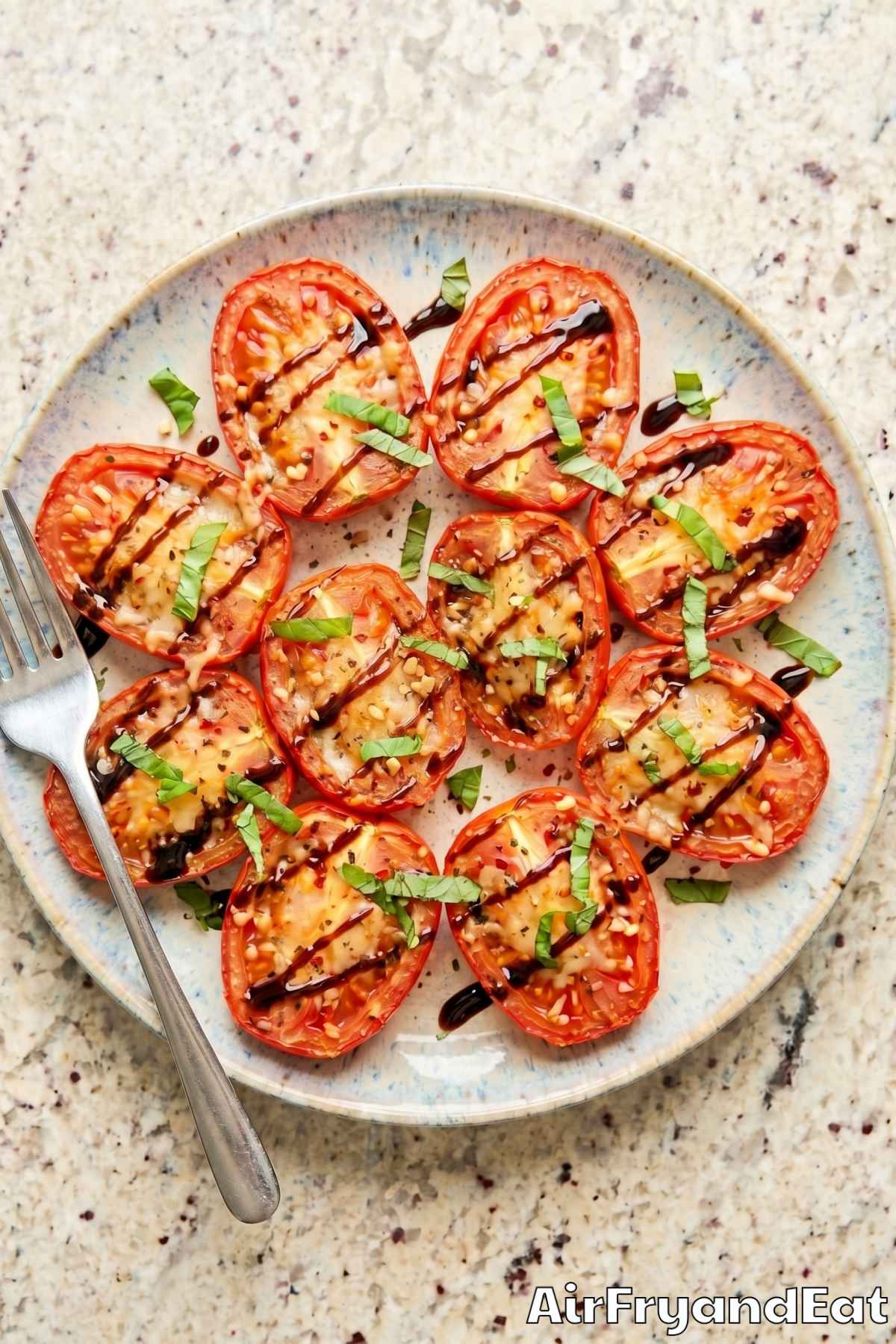 Tender air fryer tomatoes with herbs