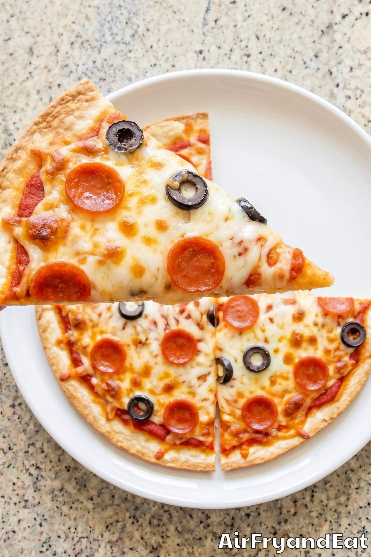 Perfect air fryer tortilla pizza with herbs