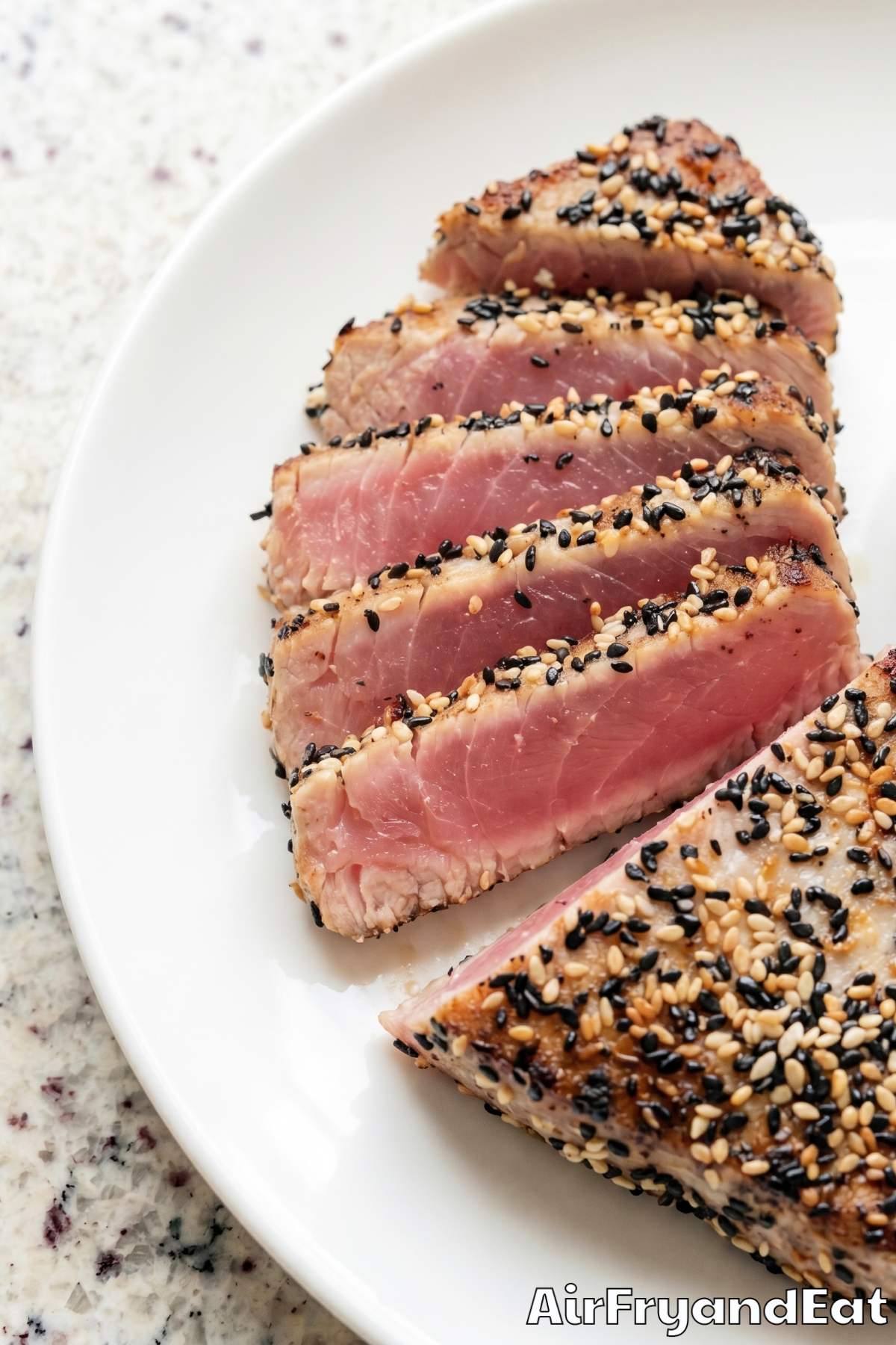 Easy air fryer tuna steaks with seasoning