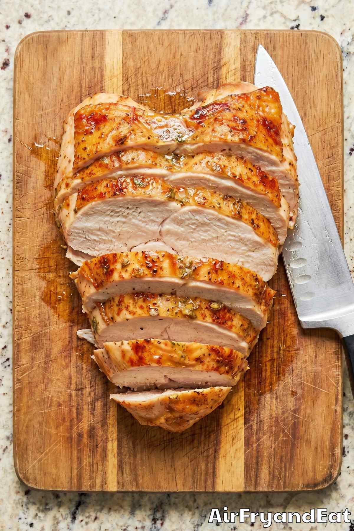 Succulent air fryer turkey breast carved
