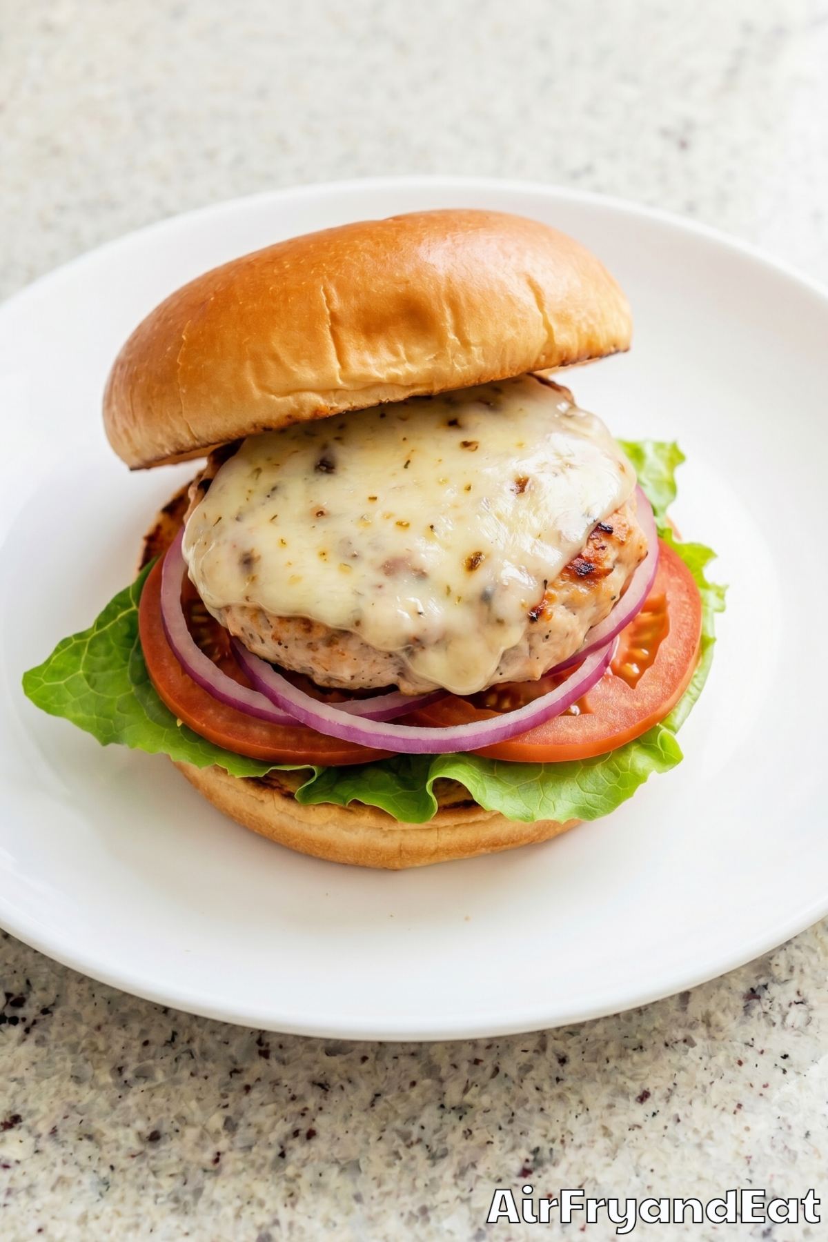 Simple air fryer turkey burgers with fixings