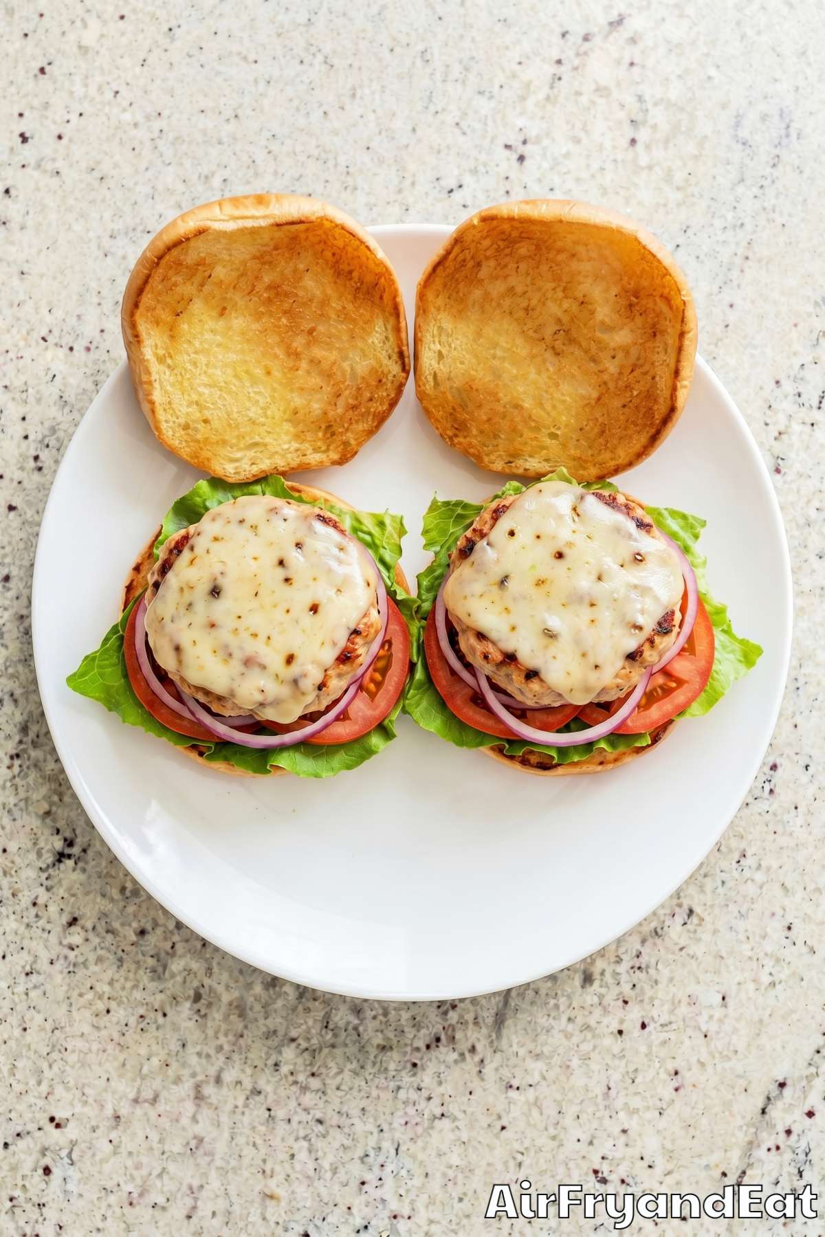 Savory air fryer turkey burgers ready to eat