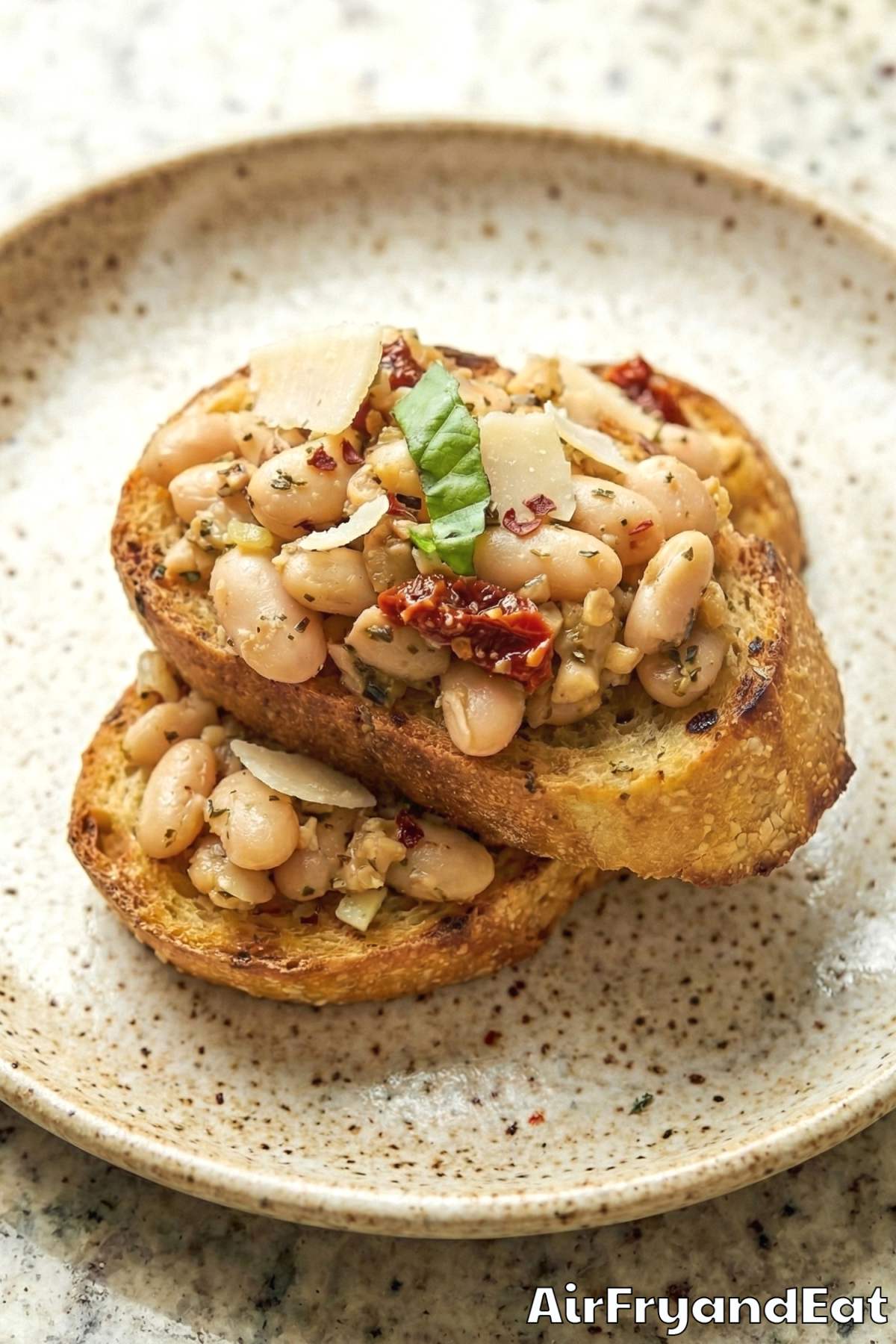 Wholesome air fryer Tuscan white bean bruschetta