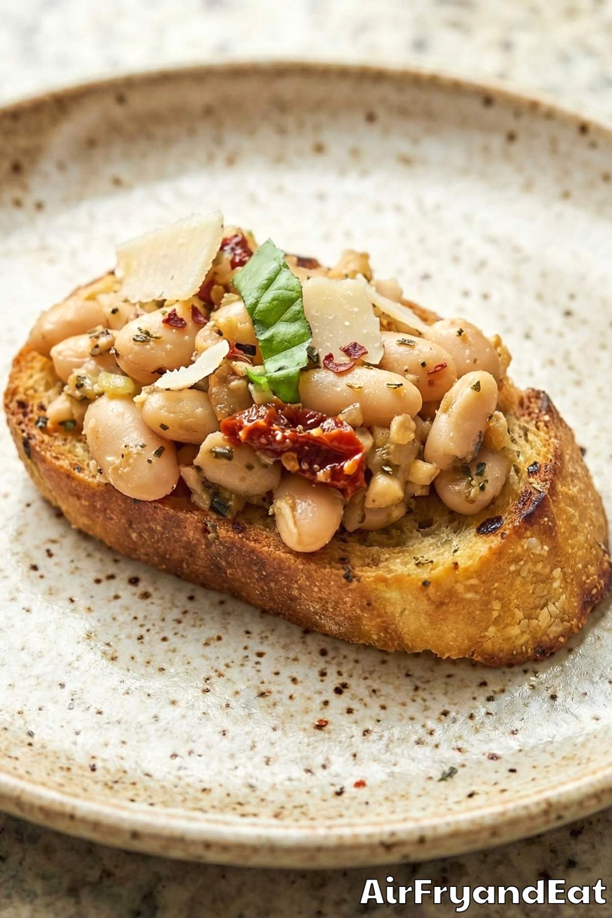 Herby air fryer Tuscan white bean bruschetta