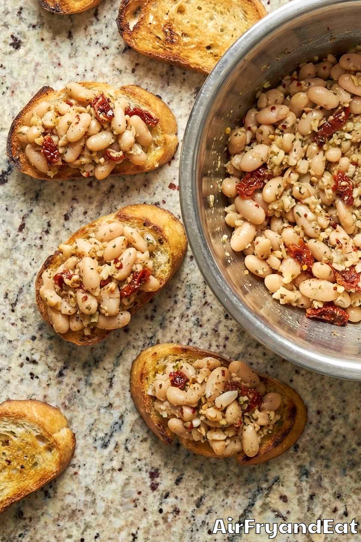 Air Fryer Tuscan White Bean Bruschetta Step 3