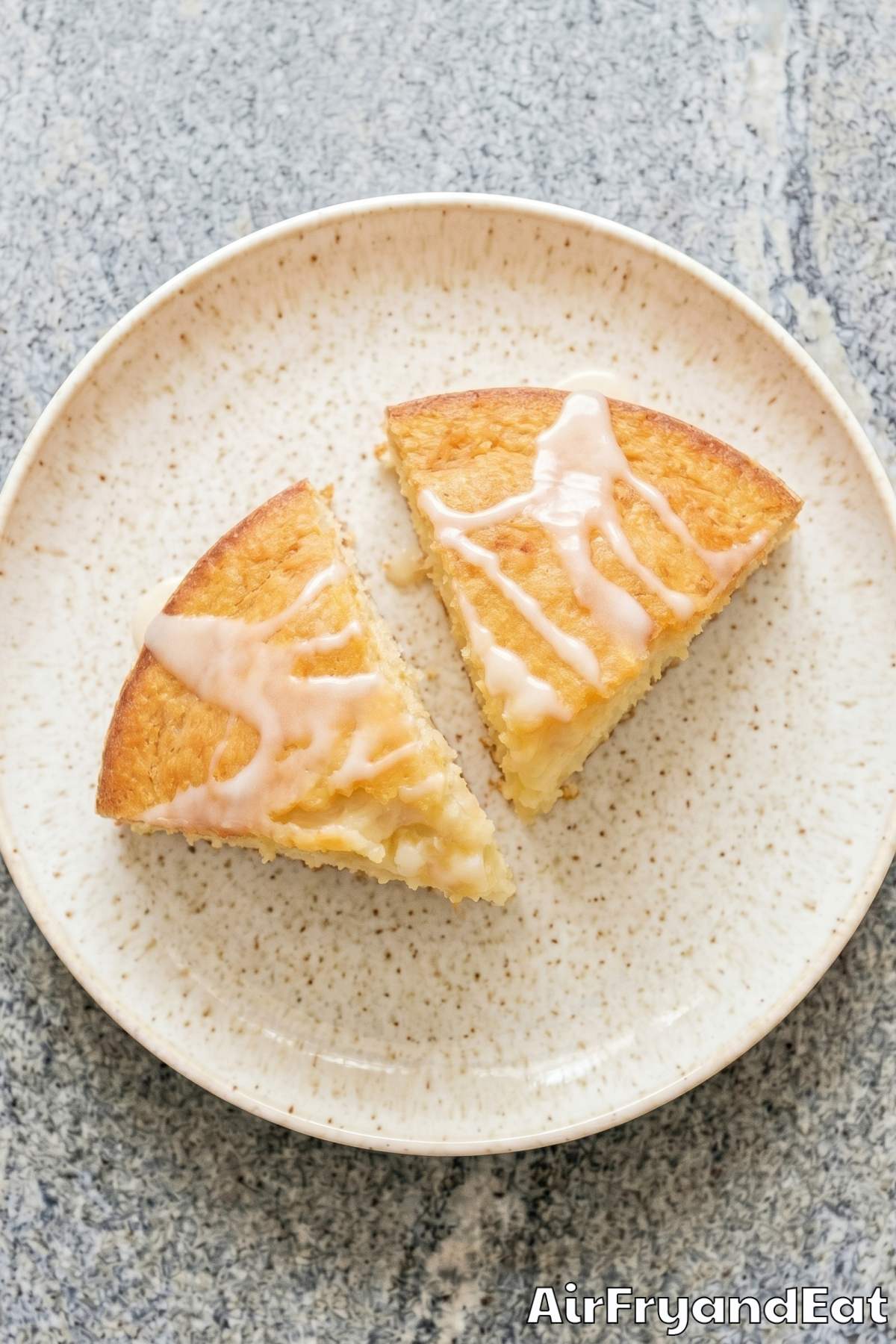 Homemade air fryer vanilla cake serving