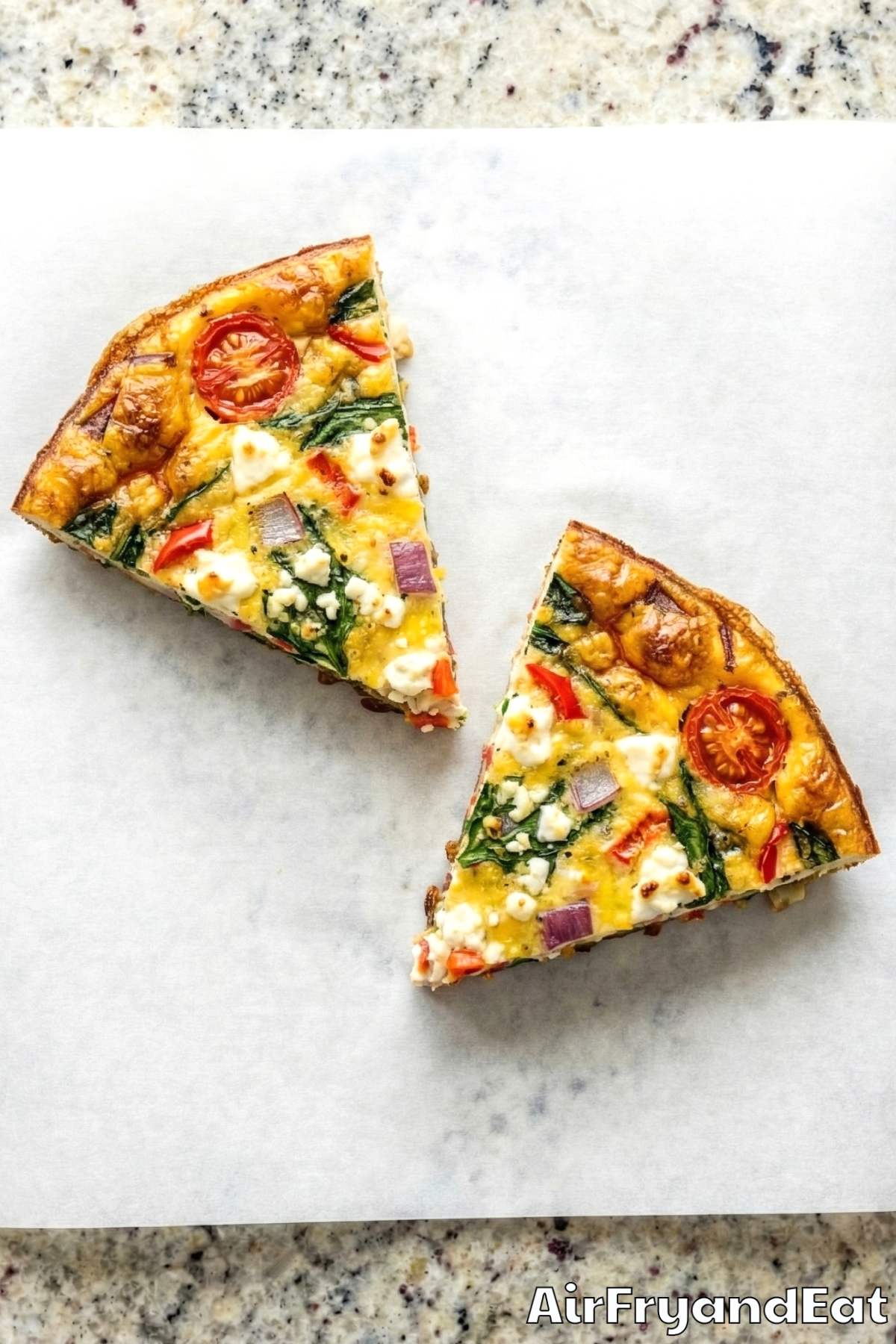 Savory air fryer veggie frittata fresh cut