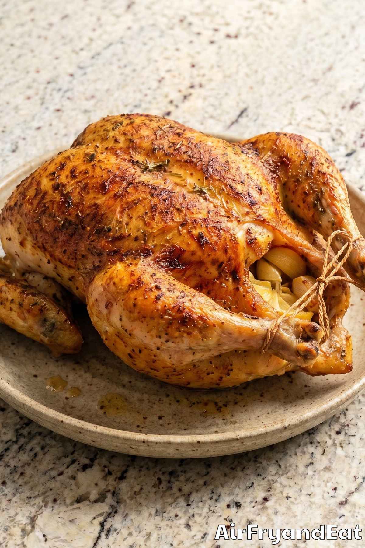 Aromatic air fryer whole roasted chicken