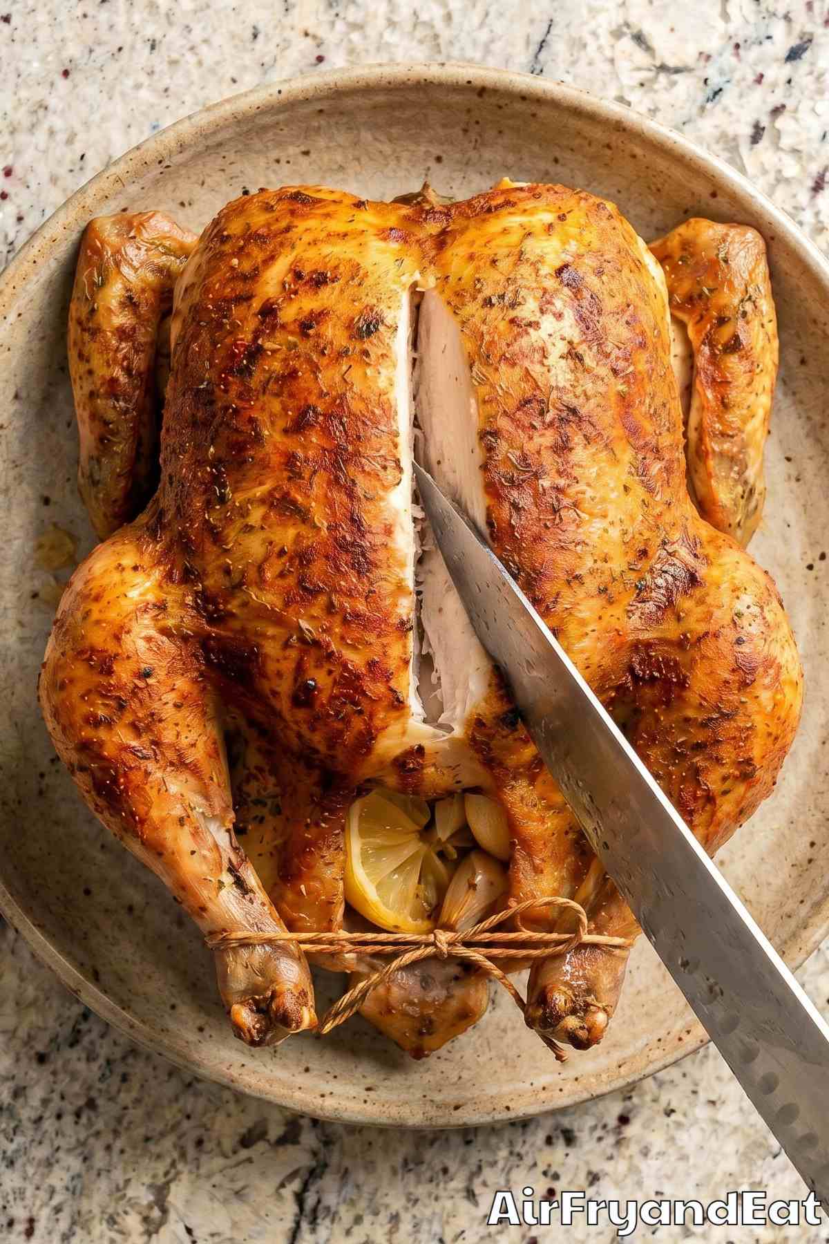 Perfectly seasoned air fryer whole roasted chicken