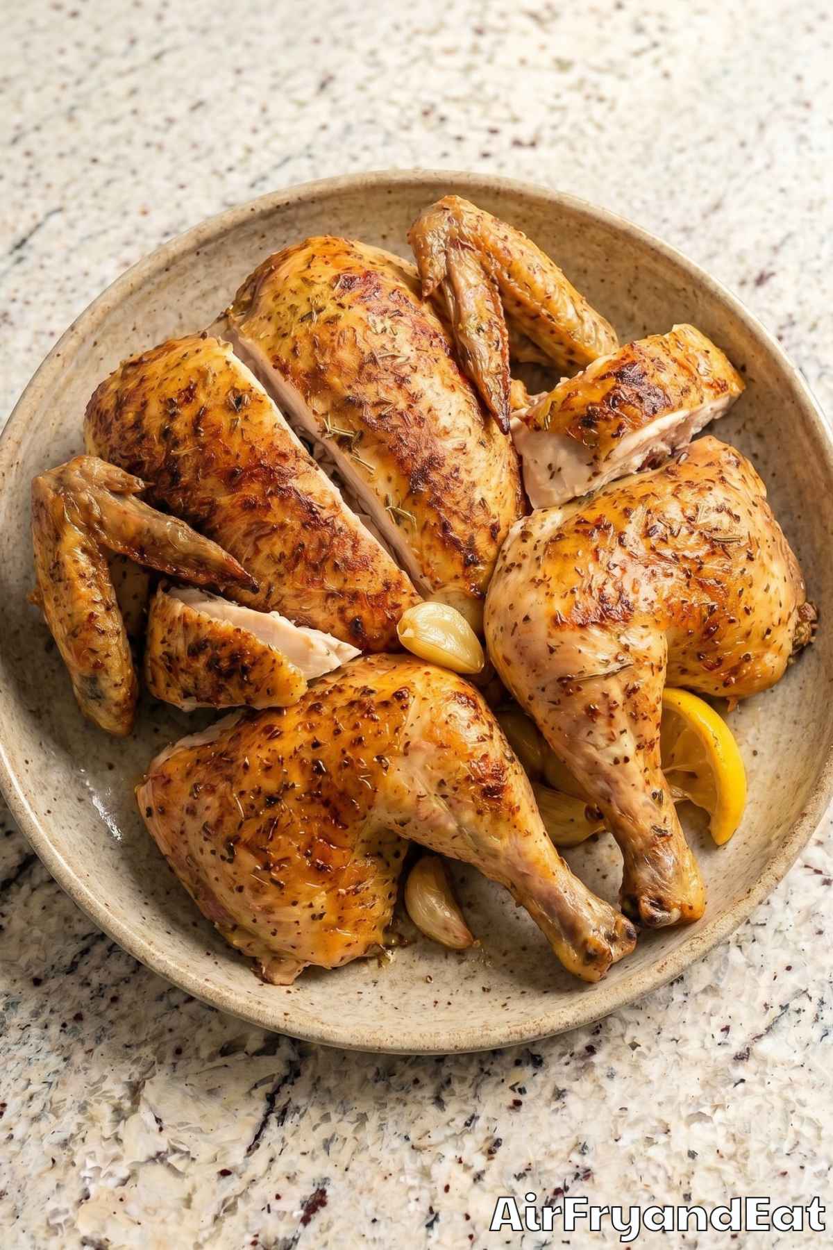 Easy air fryer whole roasted chicken dinner