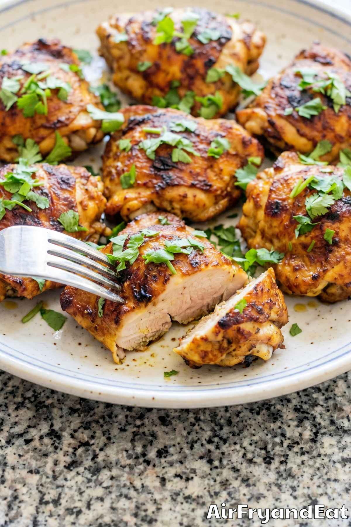 Tender air fryer yogurt chicken close-up