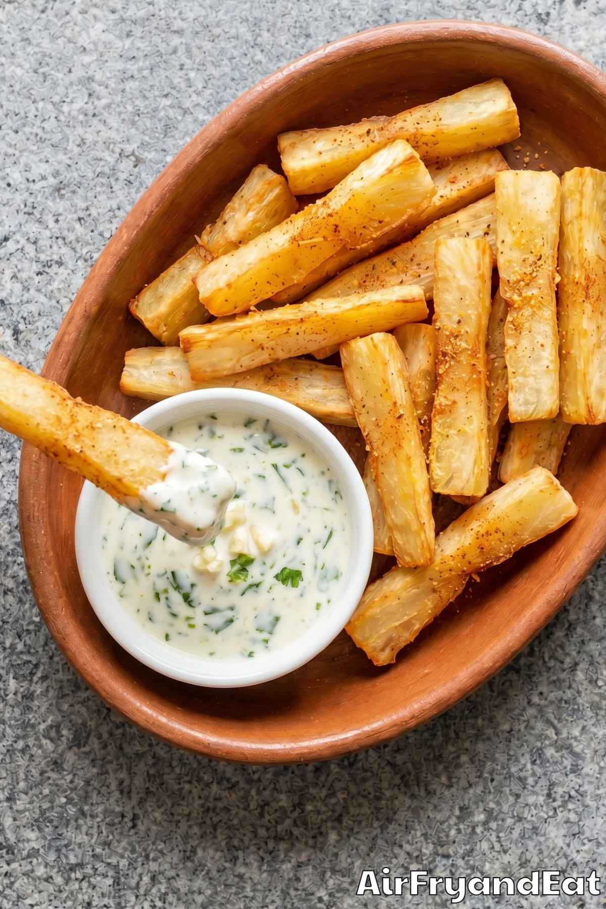 Easy air fryer yuca fries served fresh
