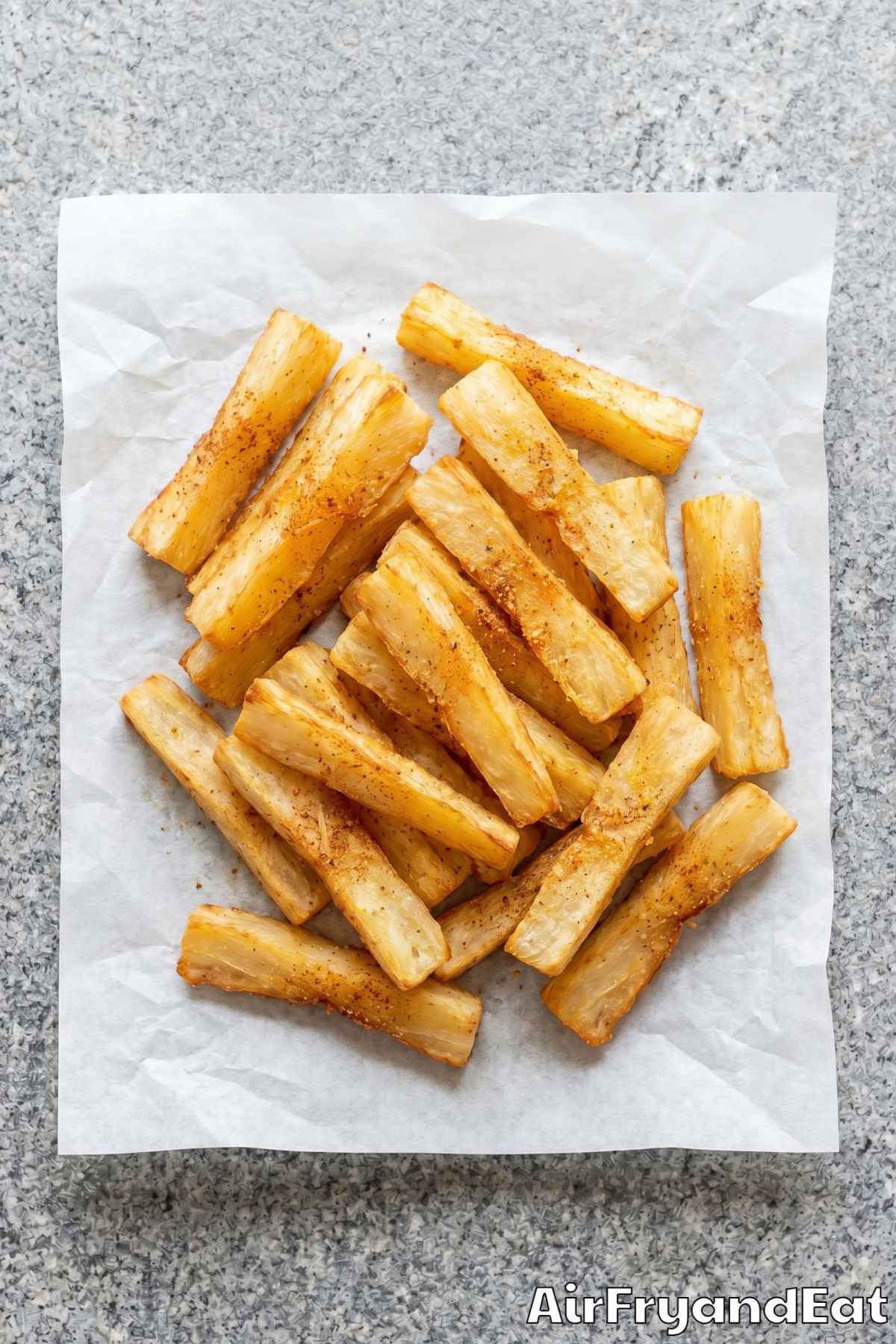 Irresistible golden air fryer yuca fries