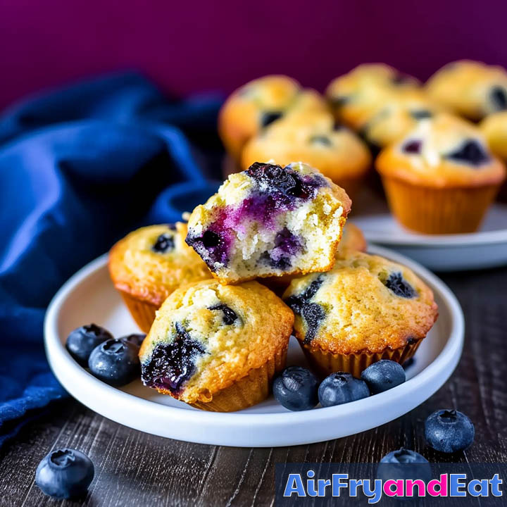 Air Fryer Blueberry Muffins Easy Recipe AirFryAndEat