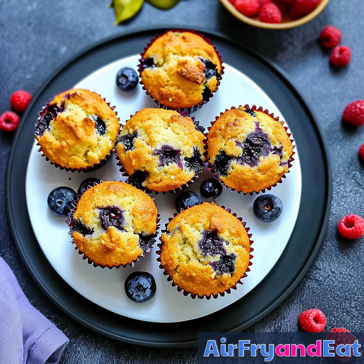 Air Fryer Blueberry Muffins Easy Recipe AirFryAndEat