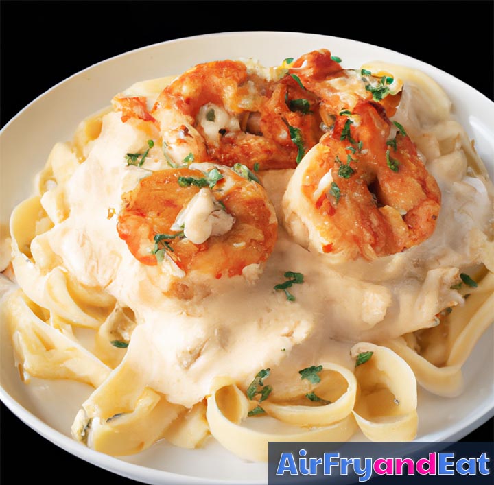 Air Fryer Chicken Alfredo (With Shrimp) Delicious AirFryAndEat