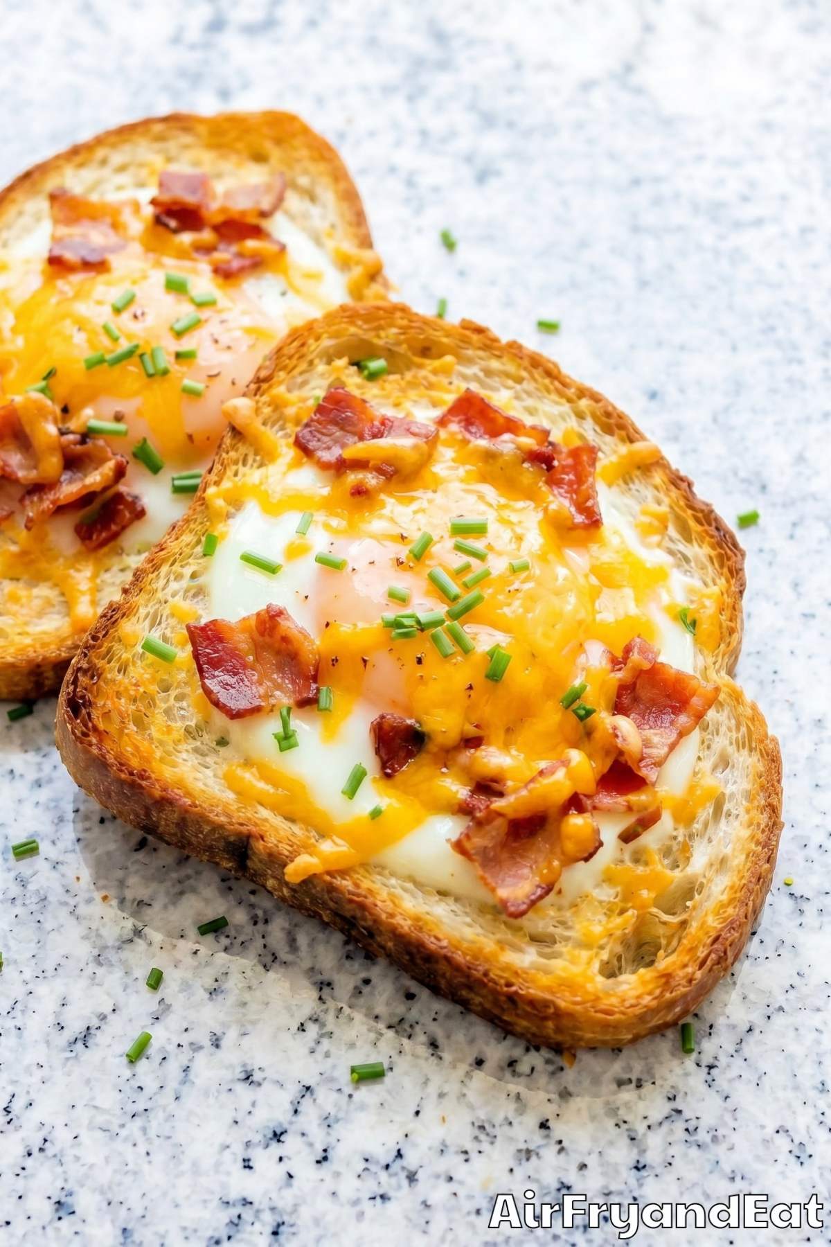 Savory egg bacon toast from air fryer