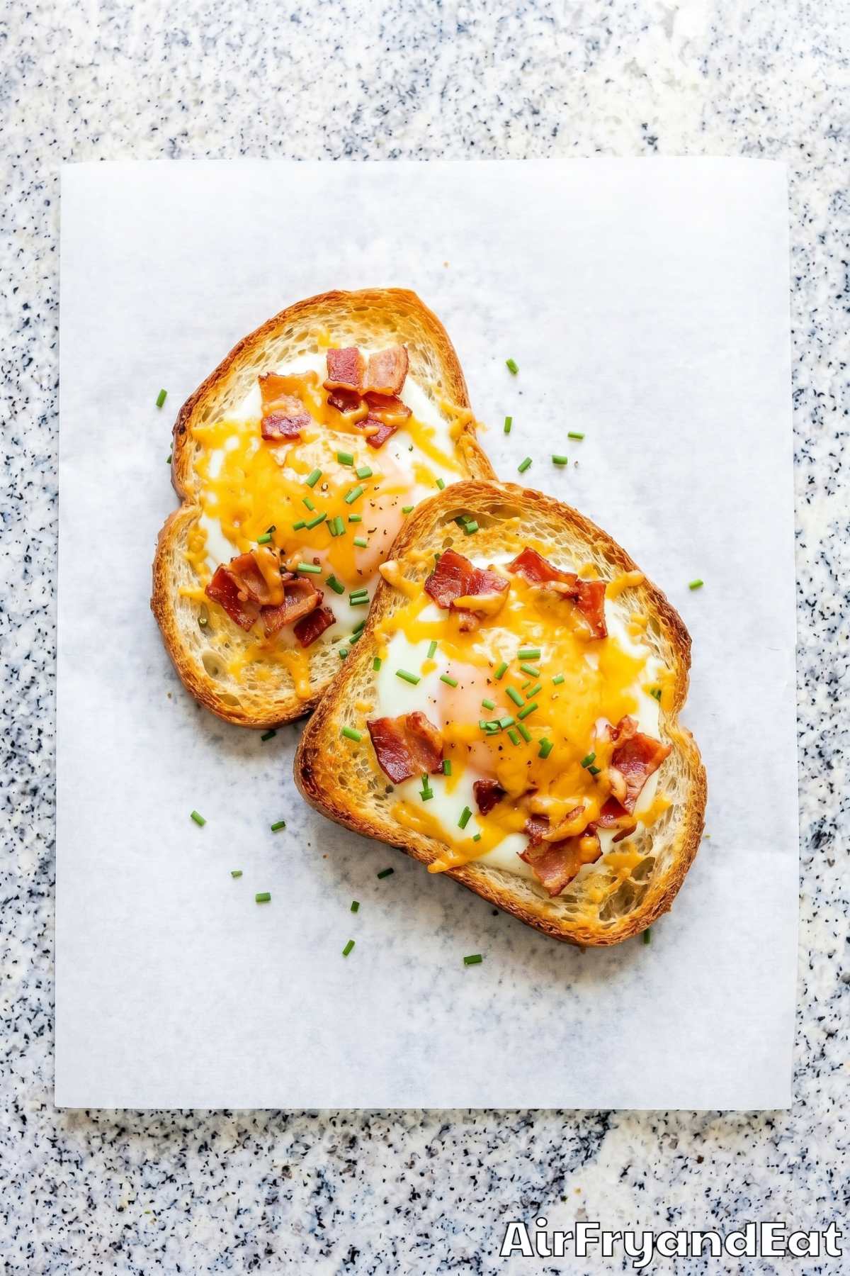 Warm egg bacon toast made in air fryer