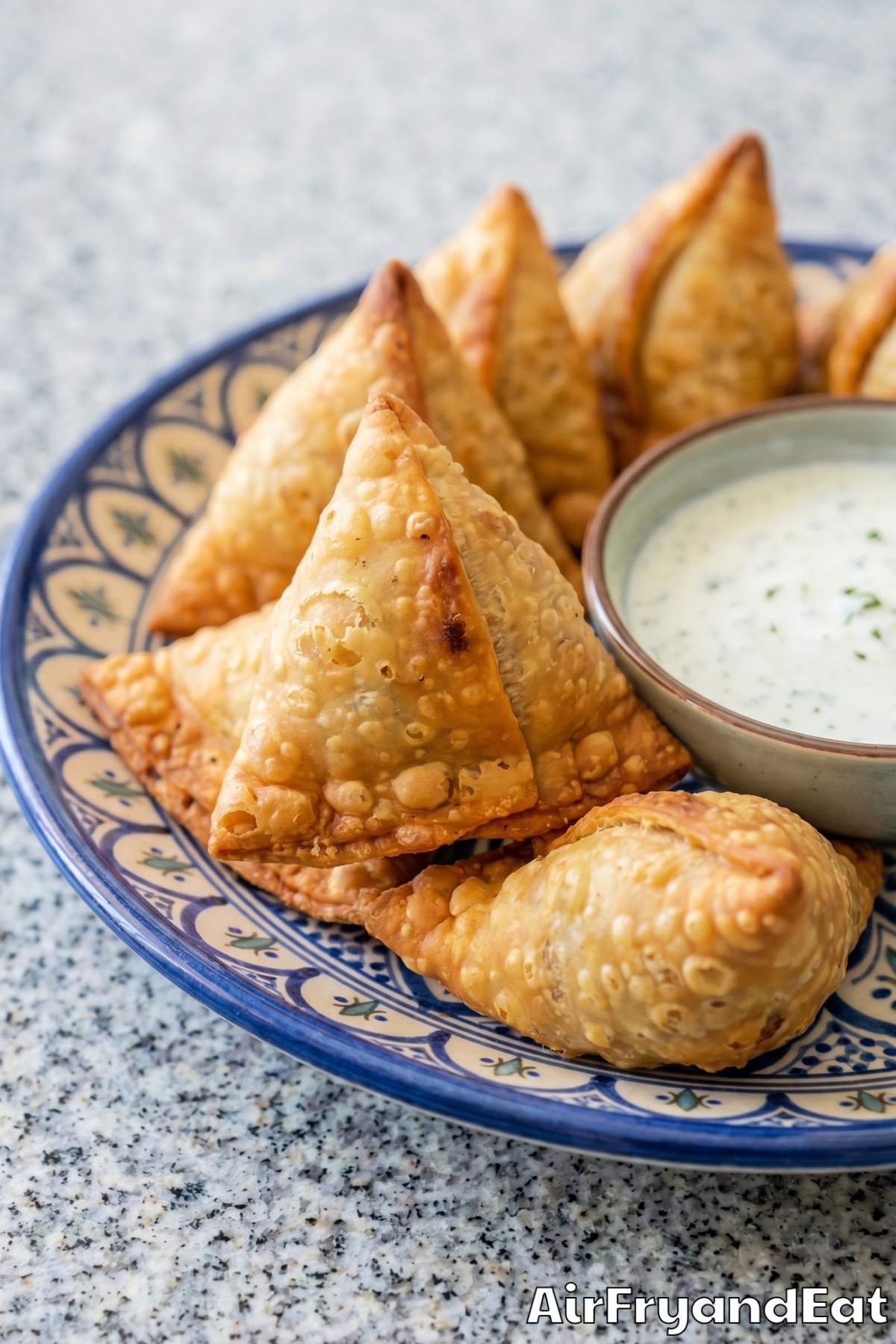 Warm crispy frozen samosa air fryer style