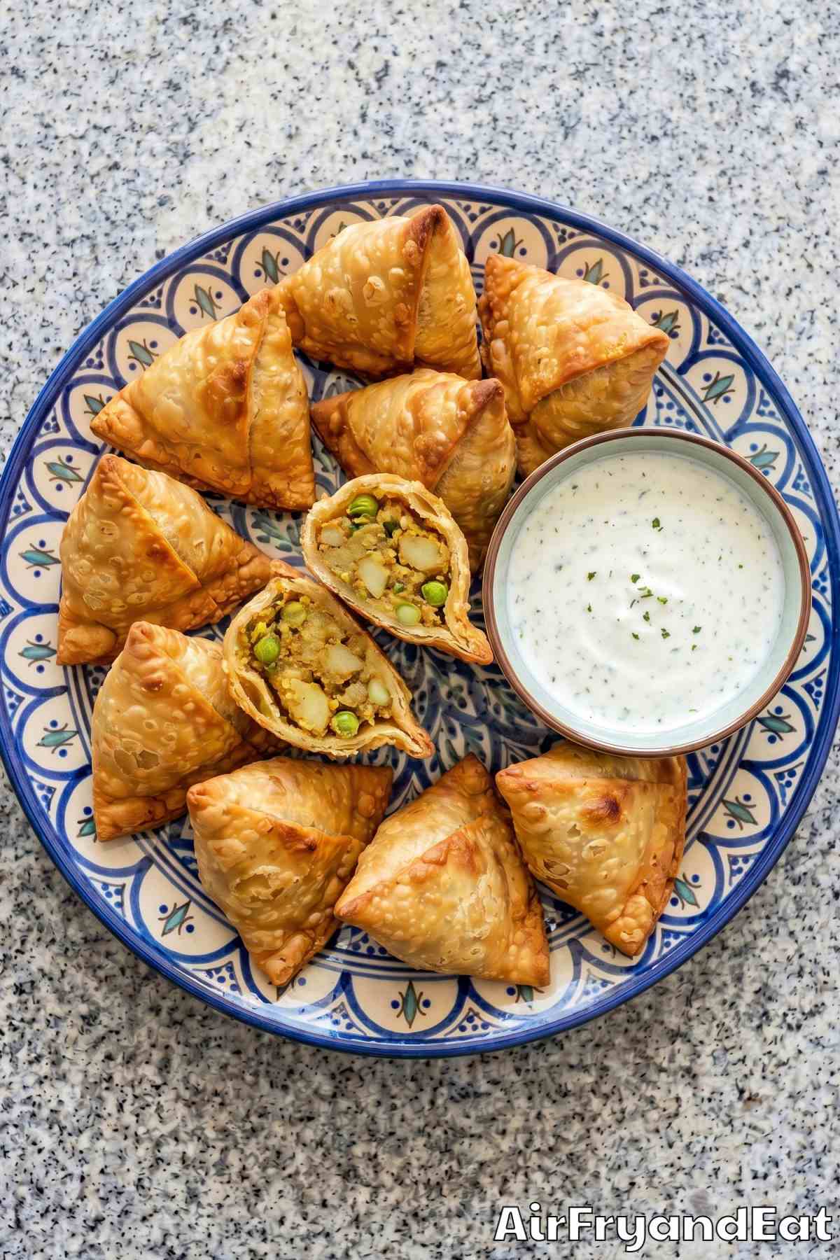 Easy frozen samosa air fryer recipe close-up