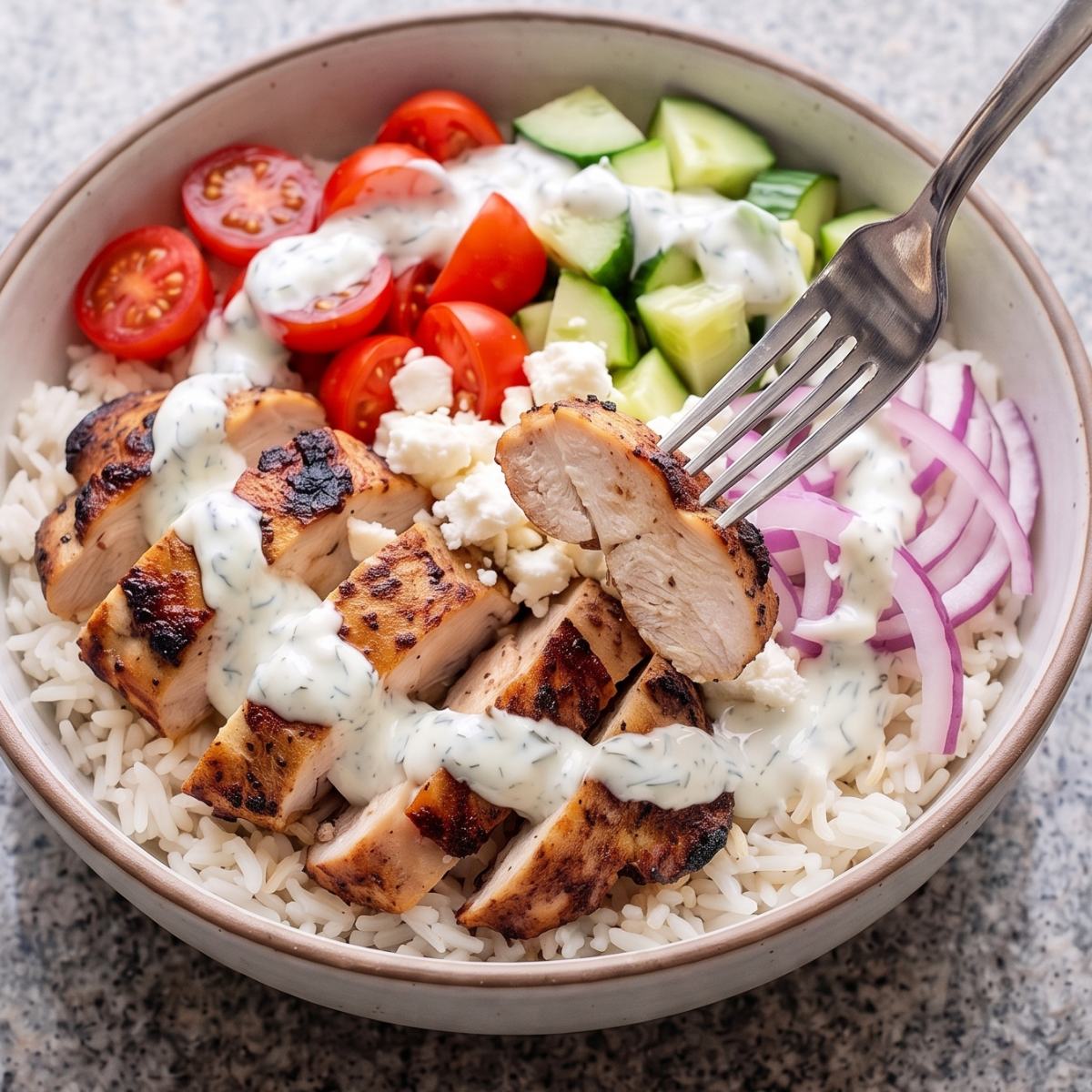 Air Fryer Chicken Gyro Bowl
