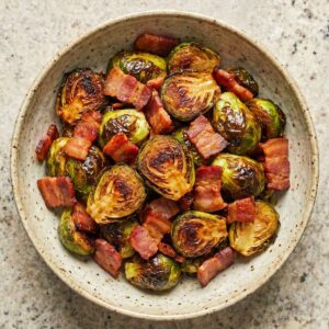 Air Fryer Crispy Brussels Sprouts & Bacon