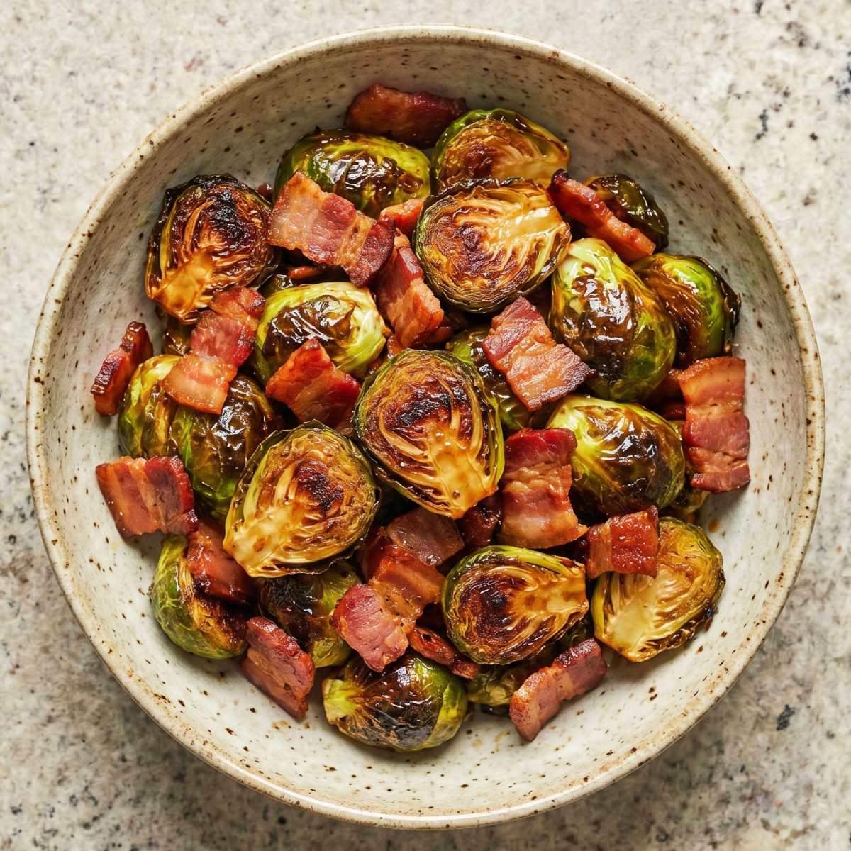 Air Fryer Crispy Brussels Sprouts & Bacon