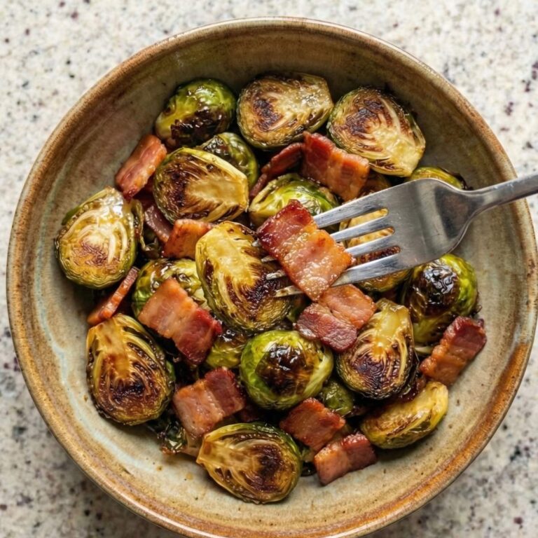 Air Fryer Crispy Brussels Sprouts & Bacon