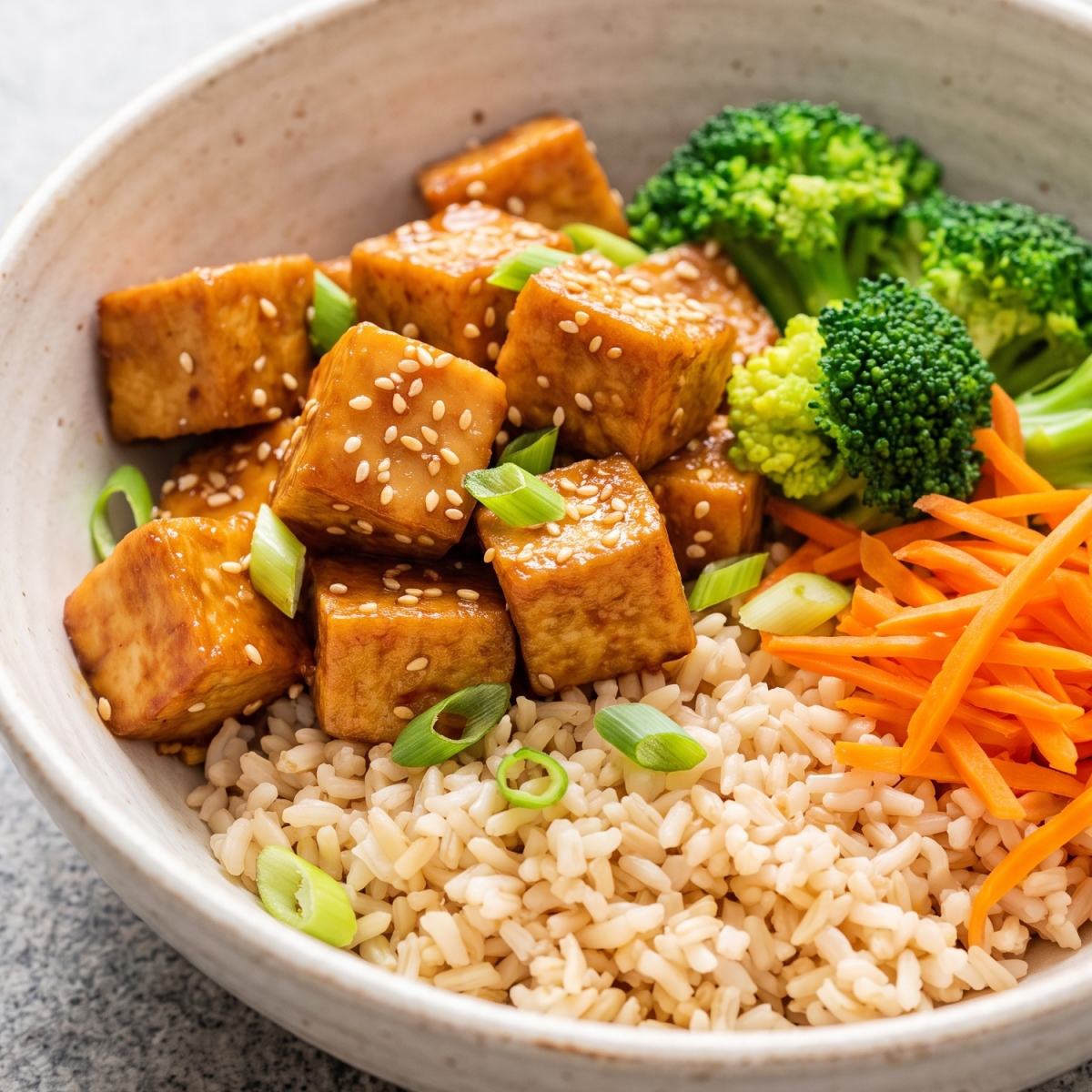 Air Fryer Crispy Sesame Tofu Bowl